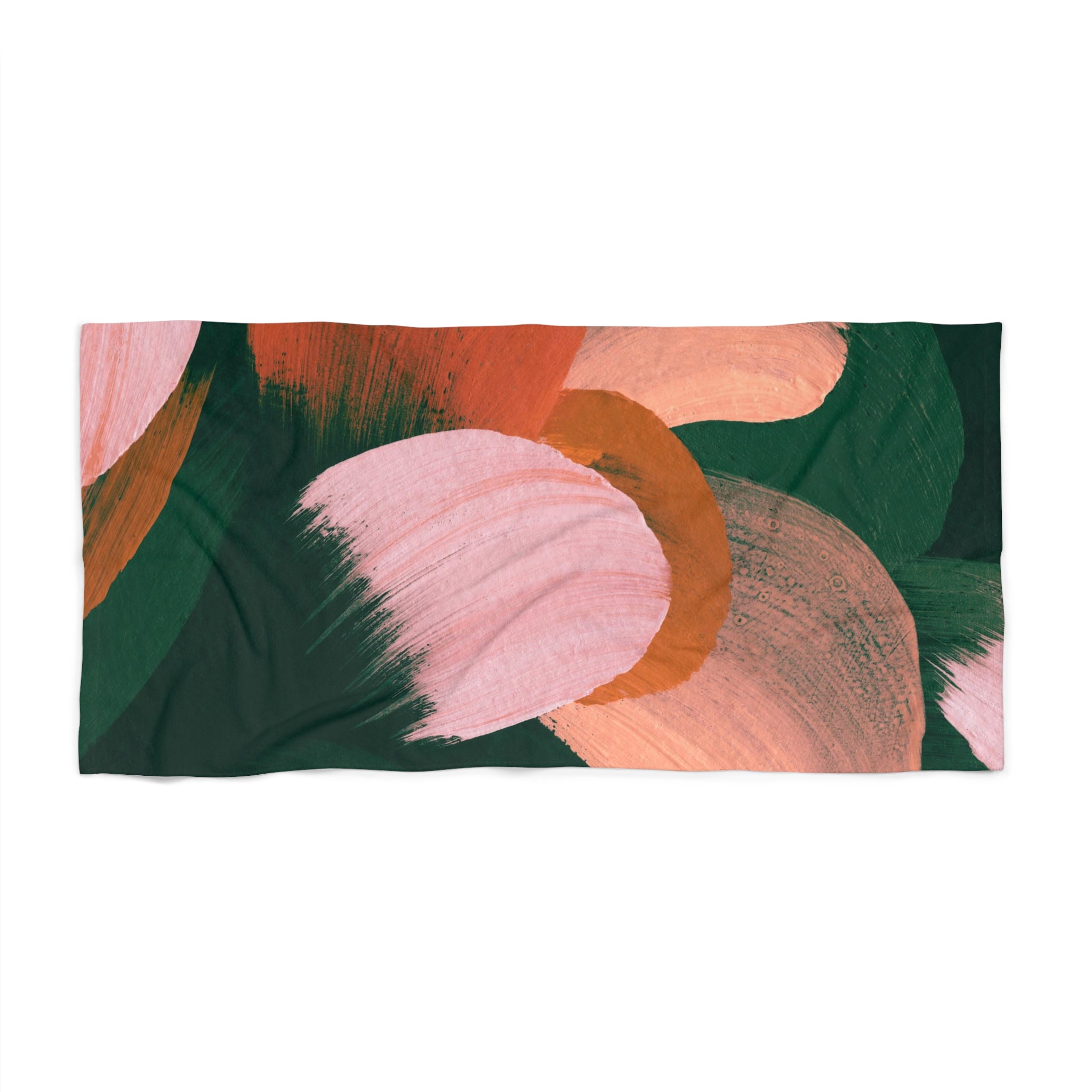 Bath, Beach Towel | Forest Hunger Green, Pink beige
