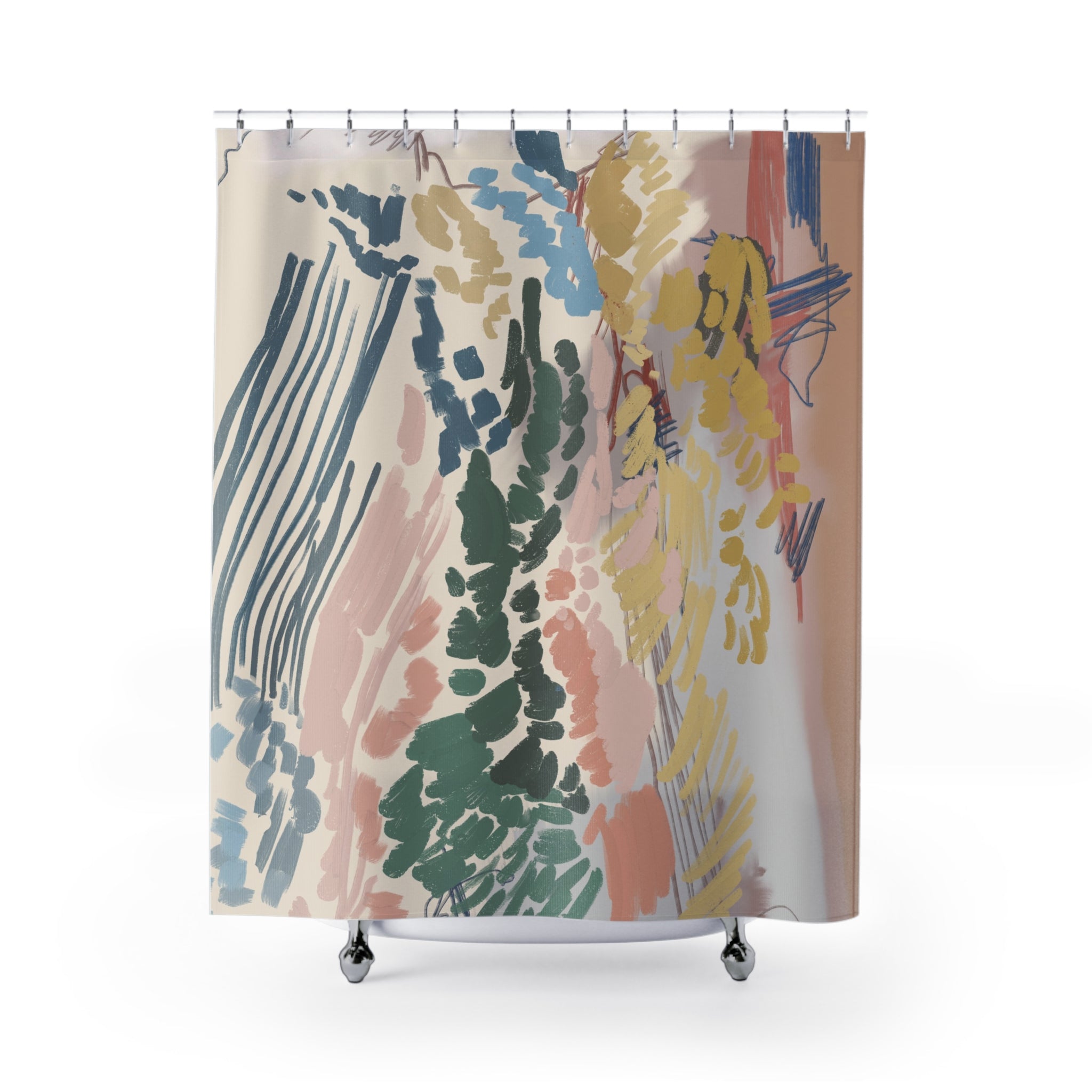 Boho Abstract Shower Curtain | Organic Watercolor
