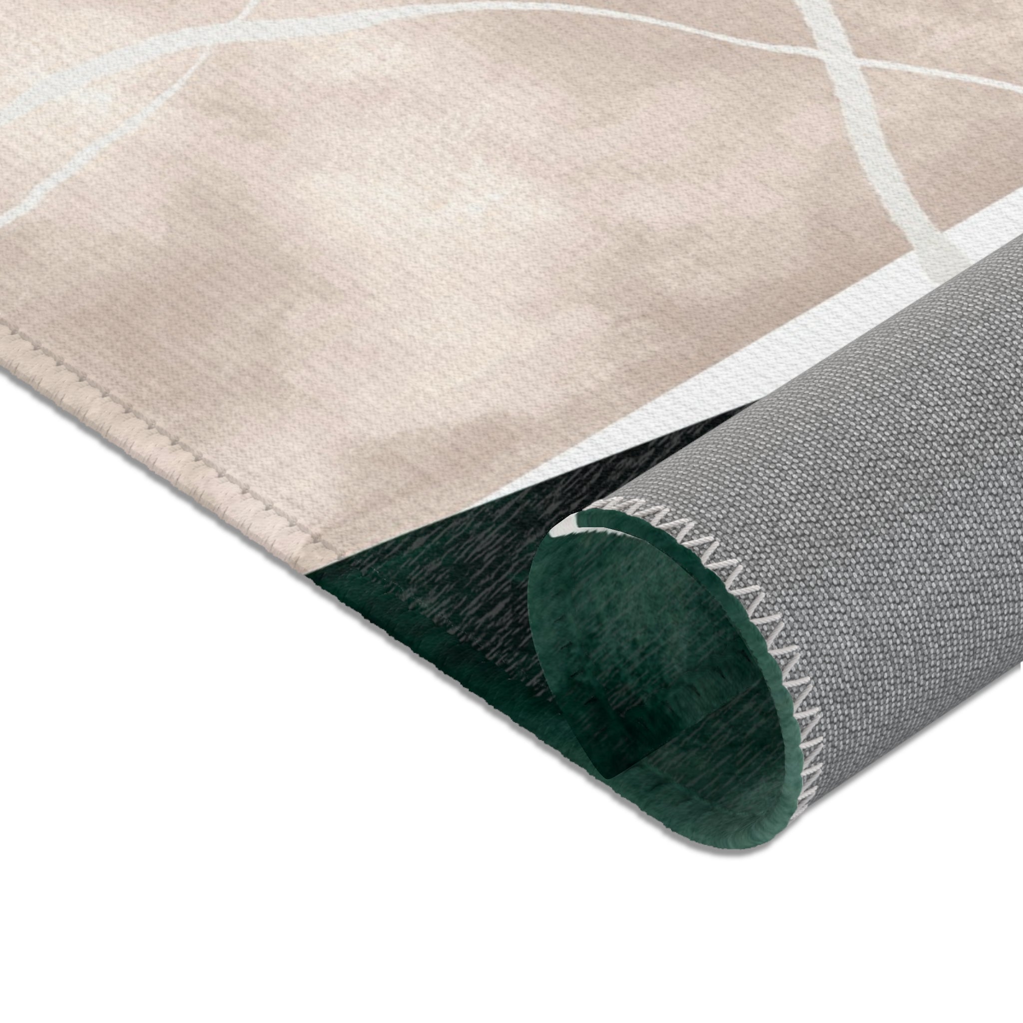 Abstract Area Rug | Geometric Watercolor, Green Orange Blush