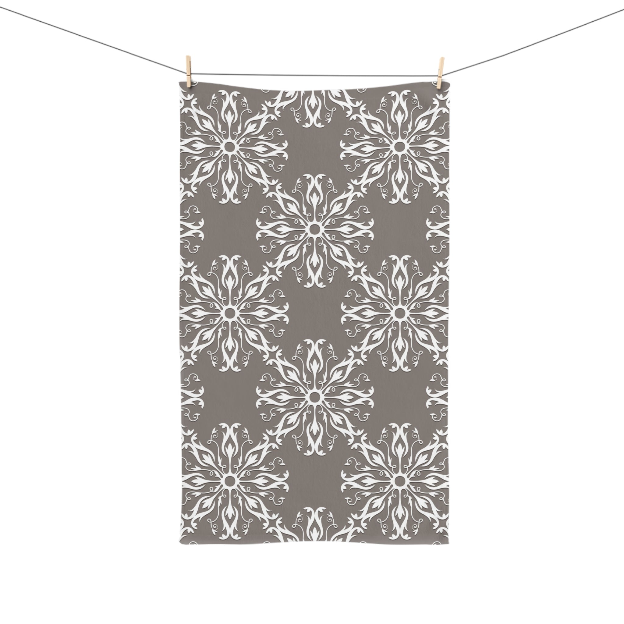 Retro Kitchen, Bath Hand Towel | Vintage Art Deco, Nouveau Grey White