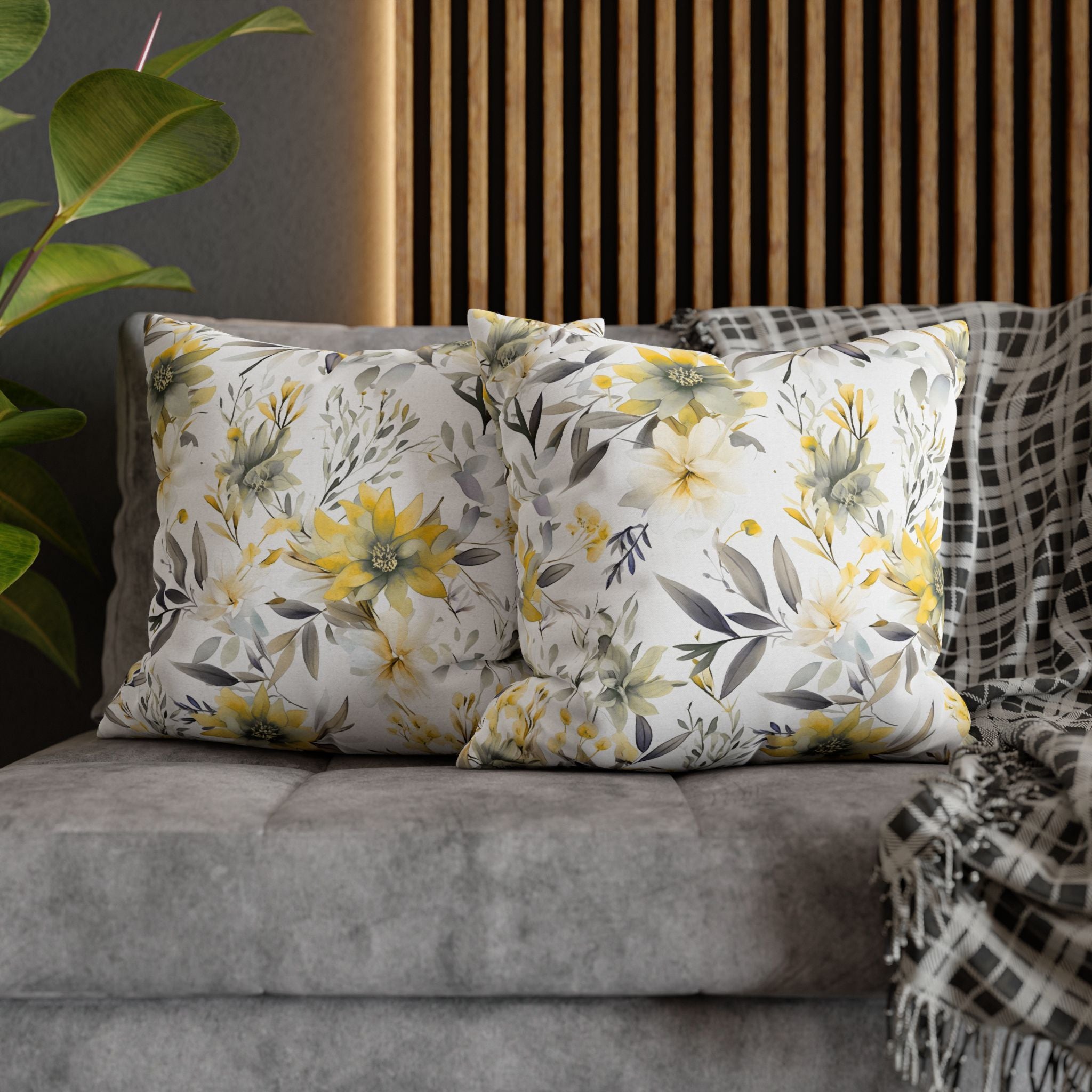 Floral Pillow Cover | Wildflowers, Yellow White Pillowcase