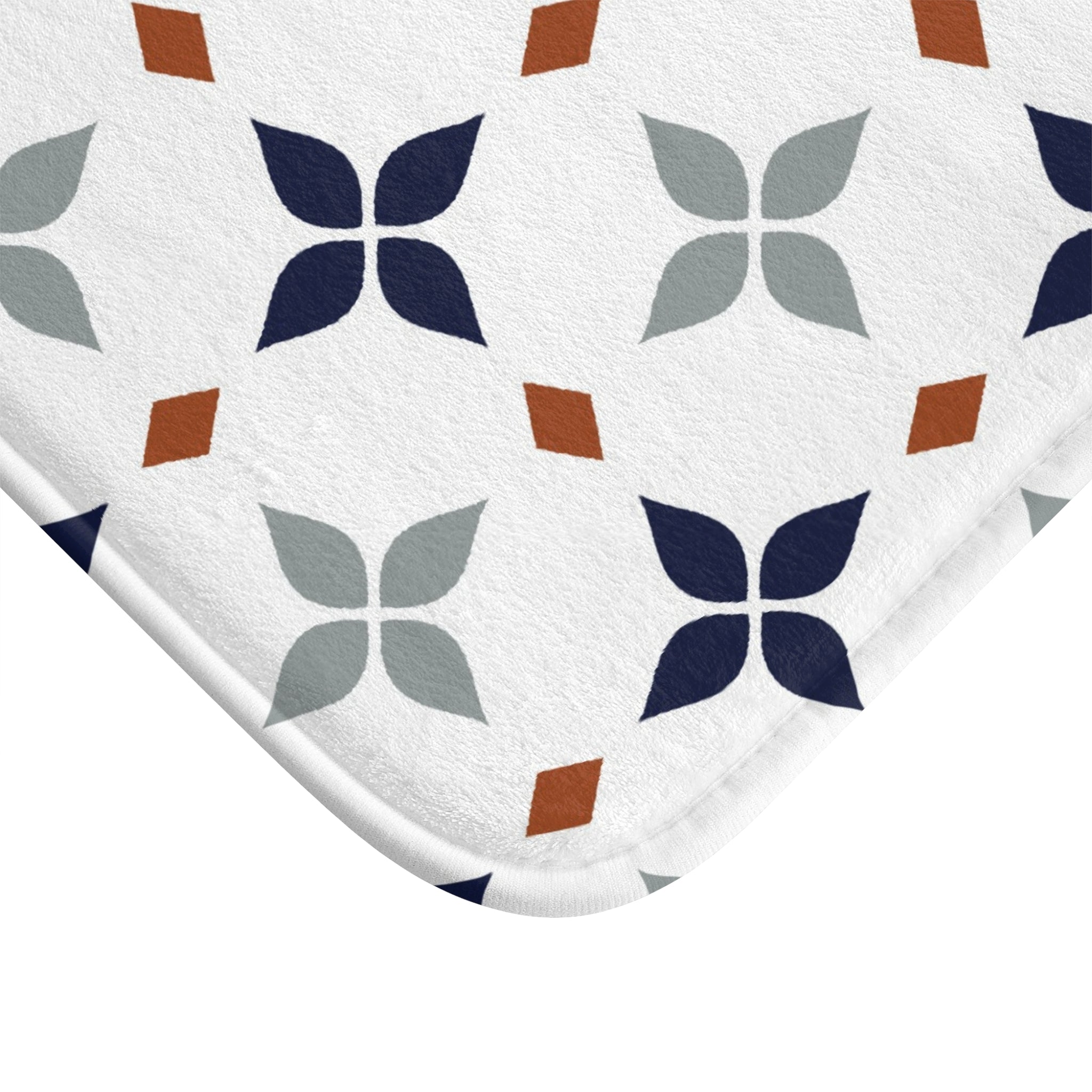 Retro Bath, Kitchen Mat | Vintage Art Deco, Nouveau White, Navy Blue, Grey