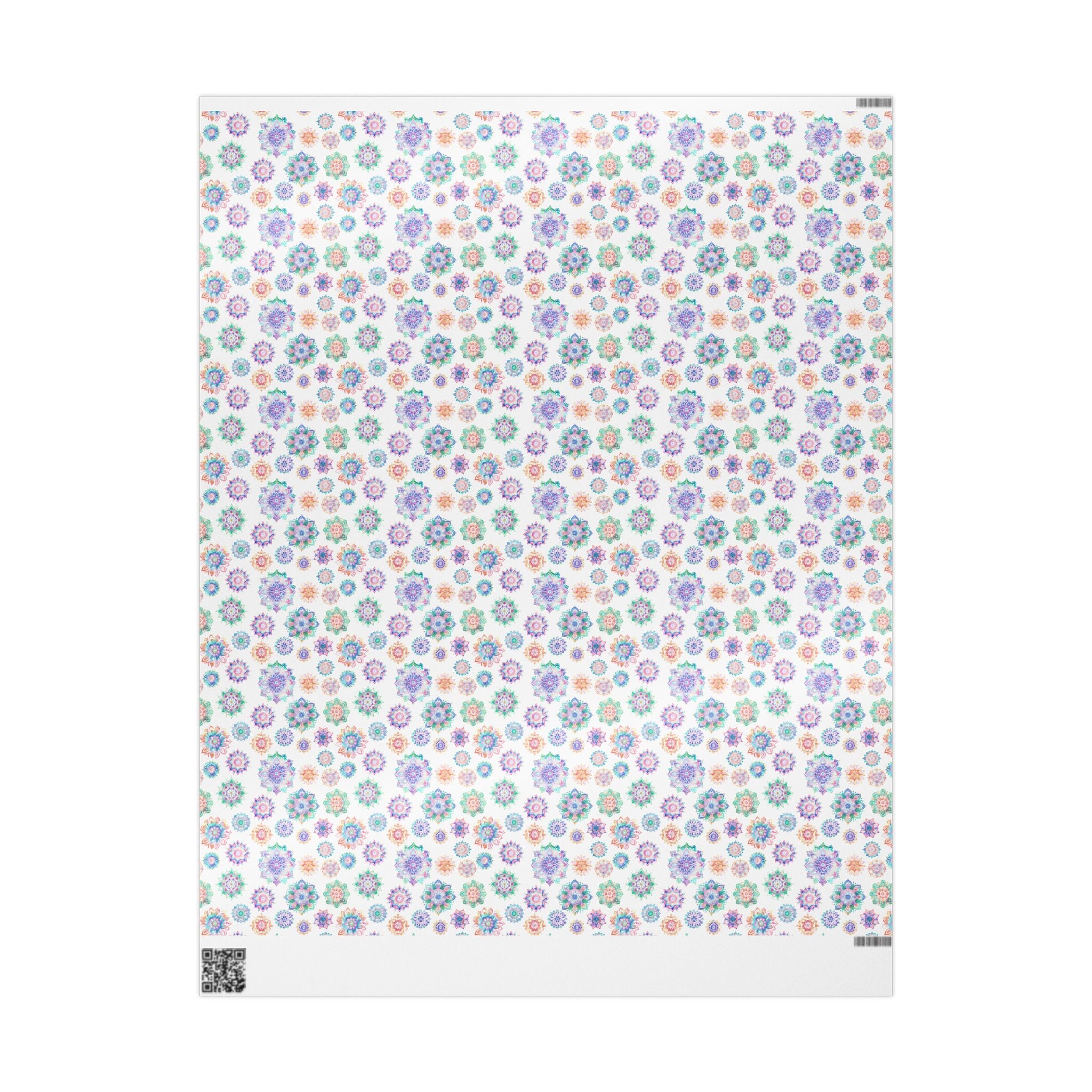 Mandala Wrapping Paper | White Colorful Gift Wrap for the Holidays, Birthdays
