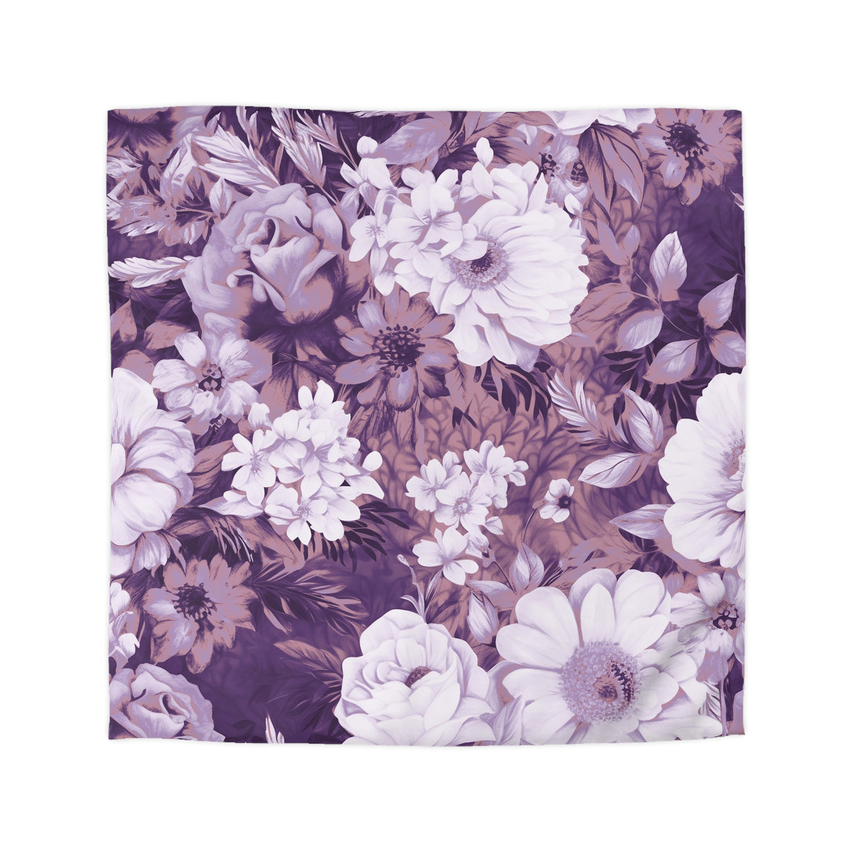 Purple Vintage Floral Duvet Cover | Plum Lilac Peony Rose Bedding