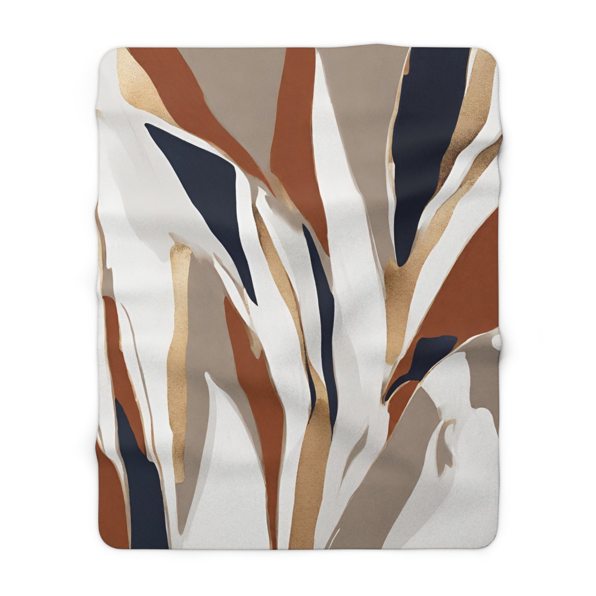 Abstract Boho Couch Throw Blanket | Beige Rust, Navy blue White