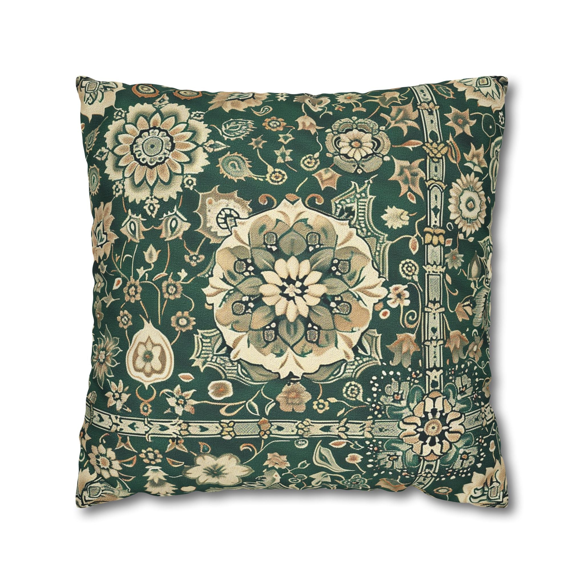 Vintage Mandala Pillow Cover | Art Nouveau Green Beige