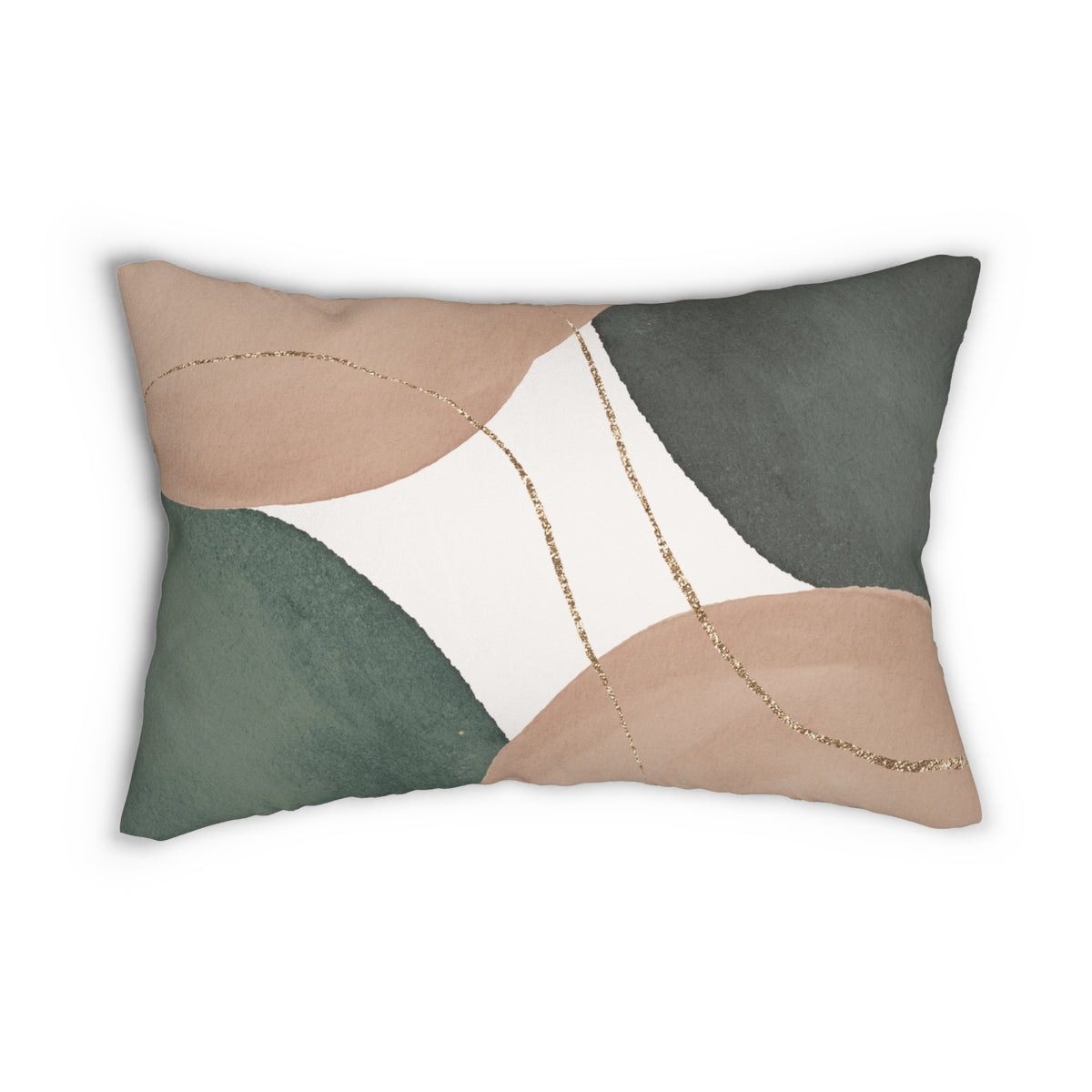 Terracotta and Forest Green Mid Century Lumbar Pillow