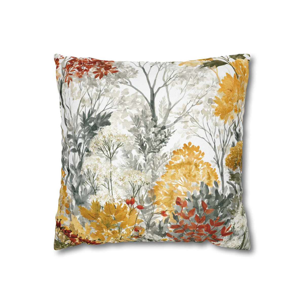 Autumn Woodland Pillow Cover | Mustard Rust Fall Forest Pillowcase