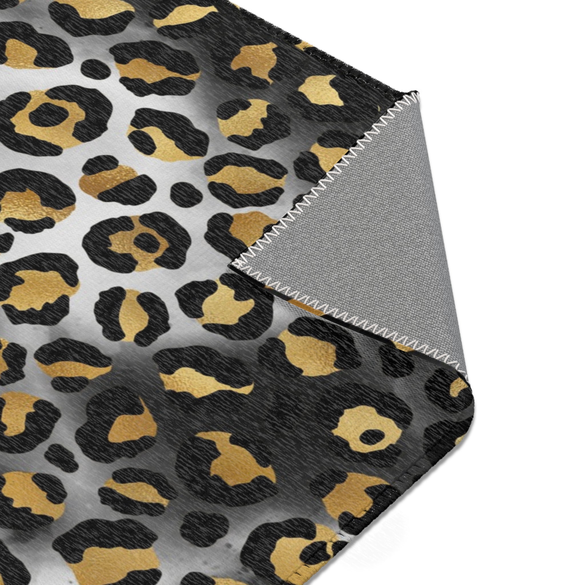 Large Area Rug | Gold Beige, Black Ombre Animal Print