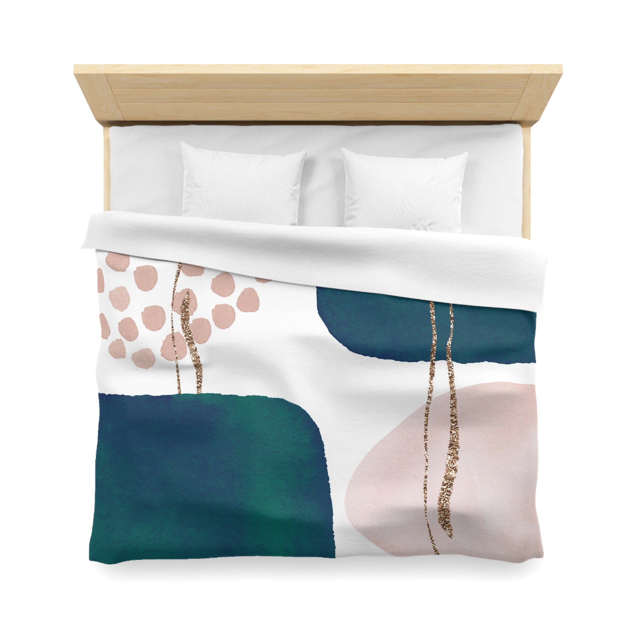 Abstract Duvet Cover | Blush Pink, Sea Forest Green | Bedroom Decor