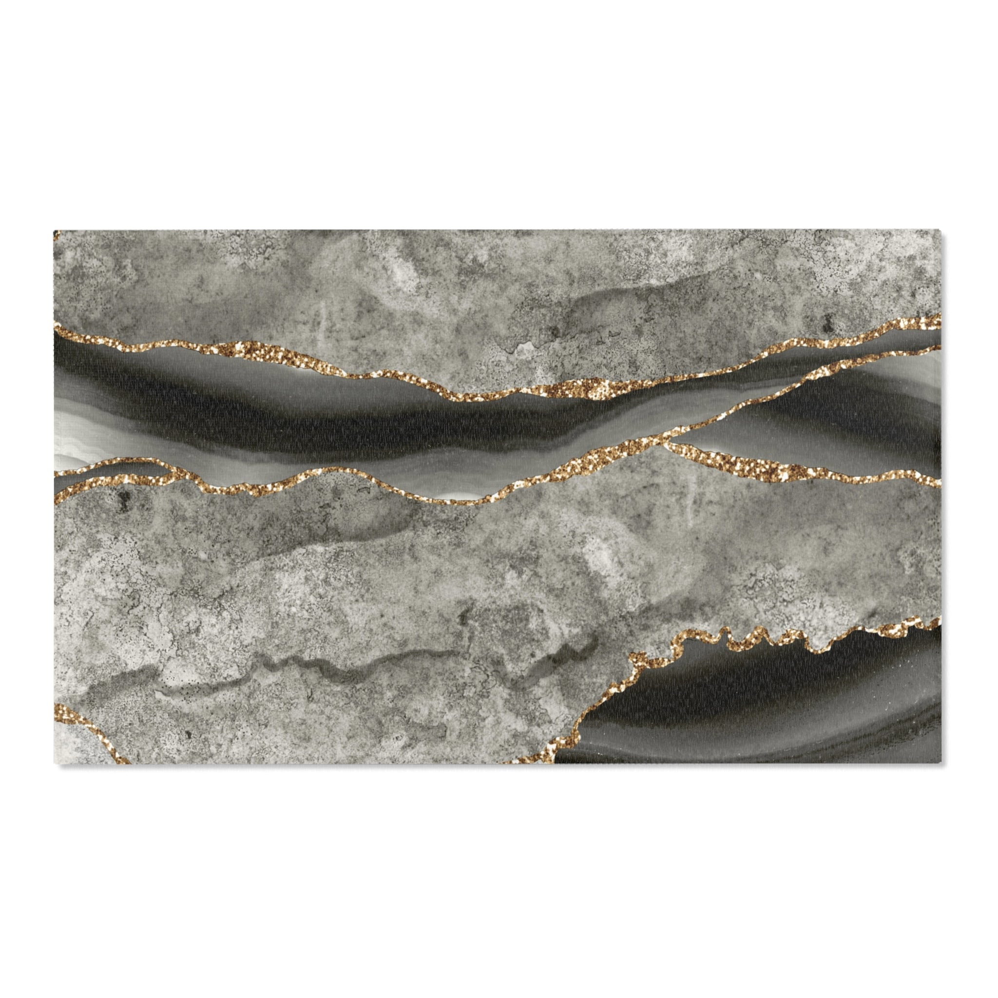 Abstract Area Rug | Retro Marble Print, Slate Grey