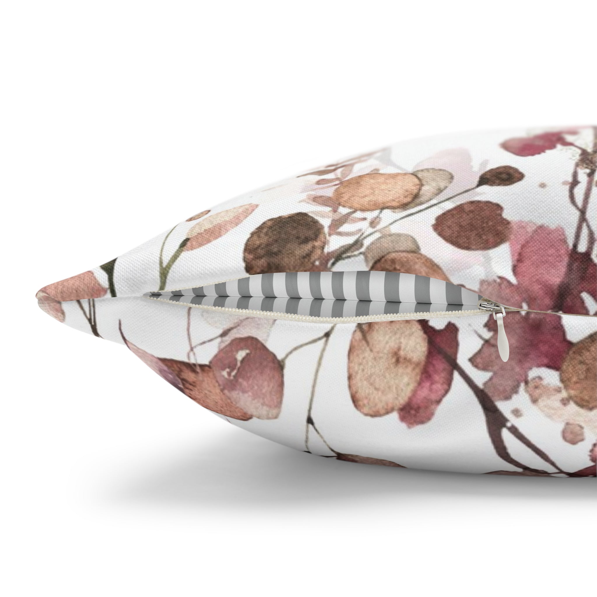 Floral Pillow Cover | White Beige Monstera Leaves