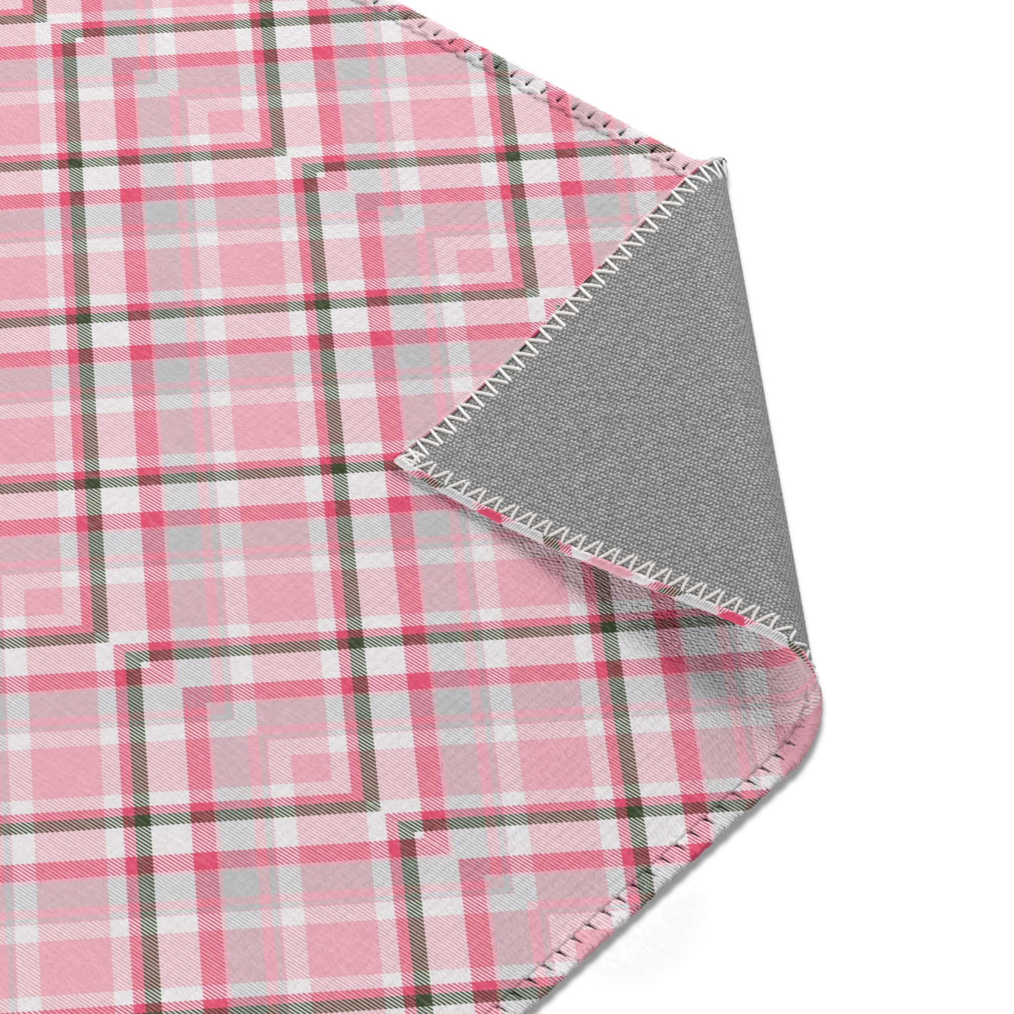 Plaid Retro Large Area Rug | Pink White Grey