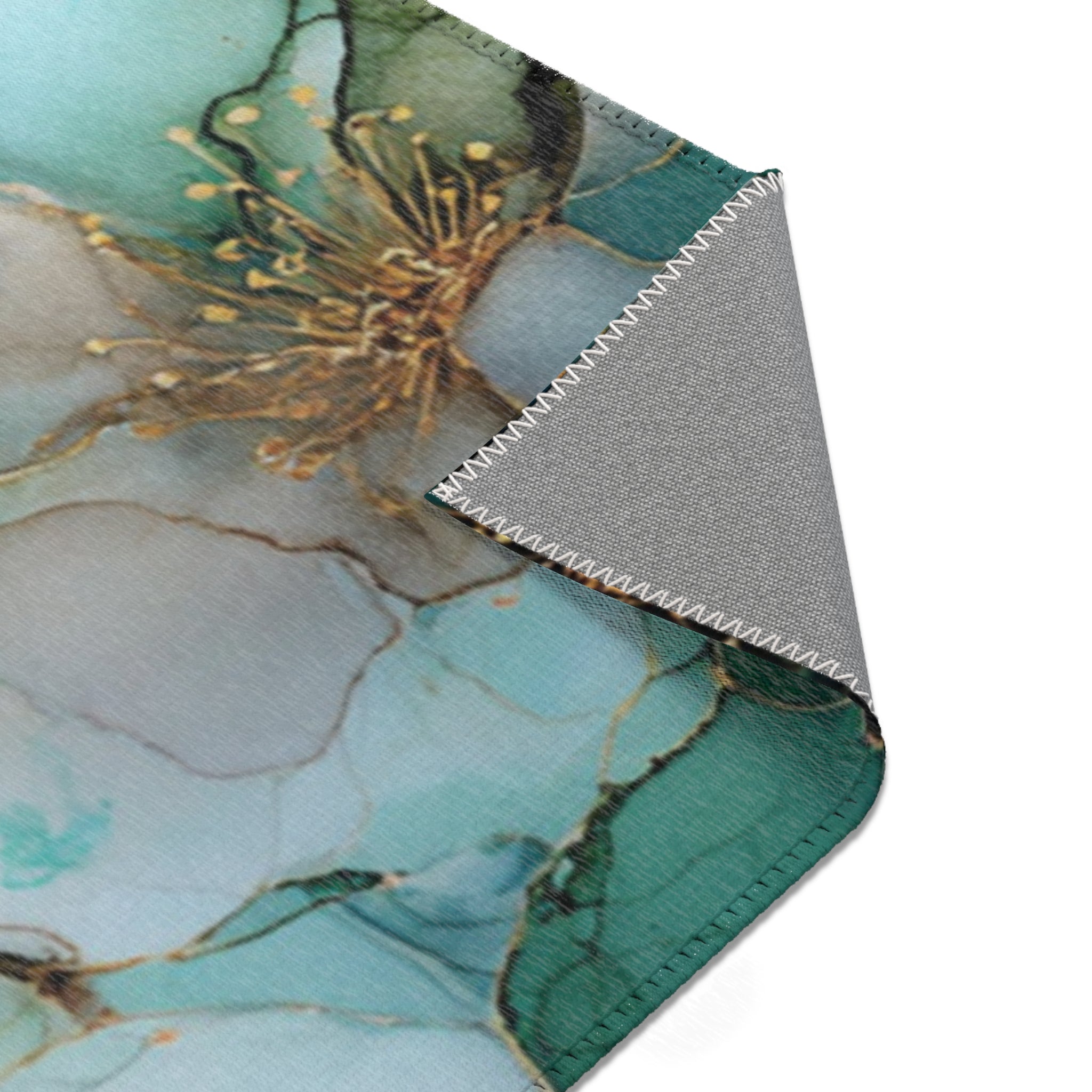 Abstract Area Rug | Floral Green Watercolor Artsy Rug