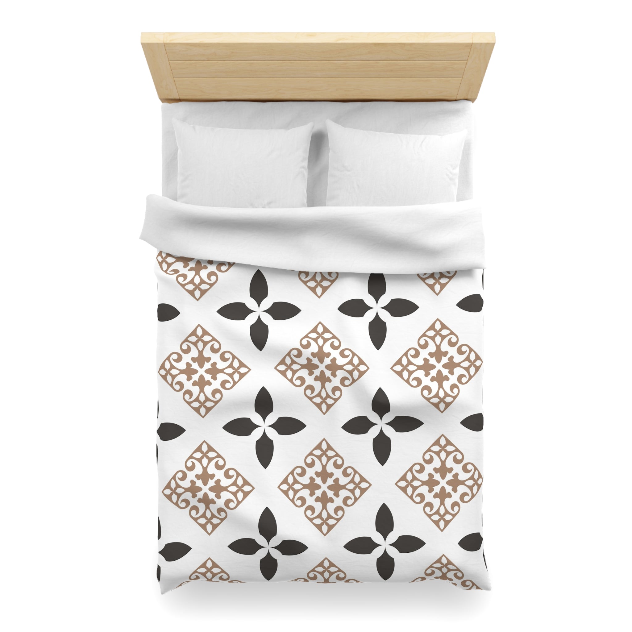 Retro Duvet Cover | White Black, Beige Art Deco Bedding | Bedroom Decor