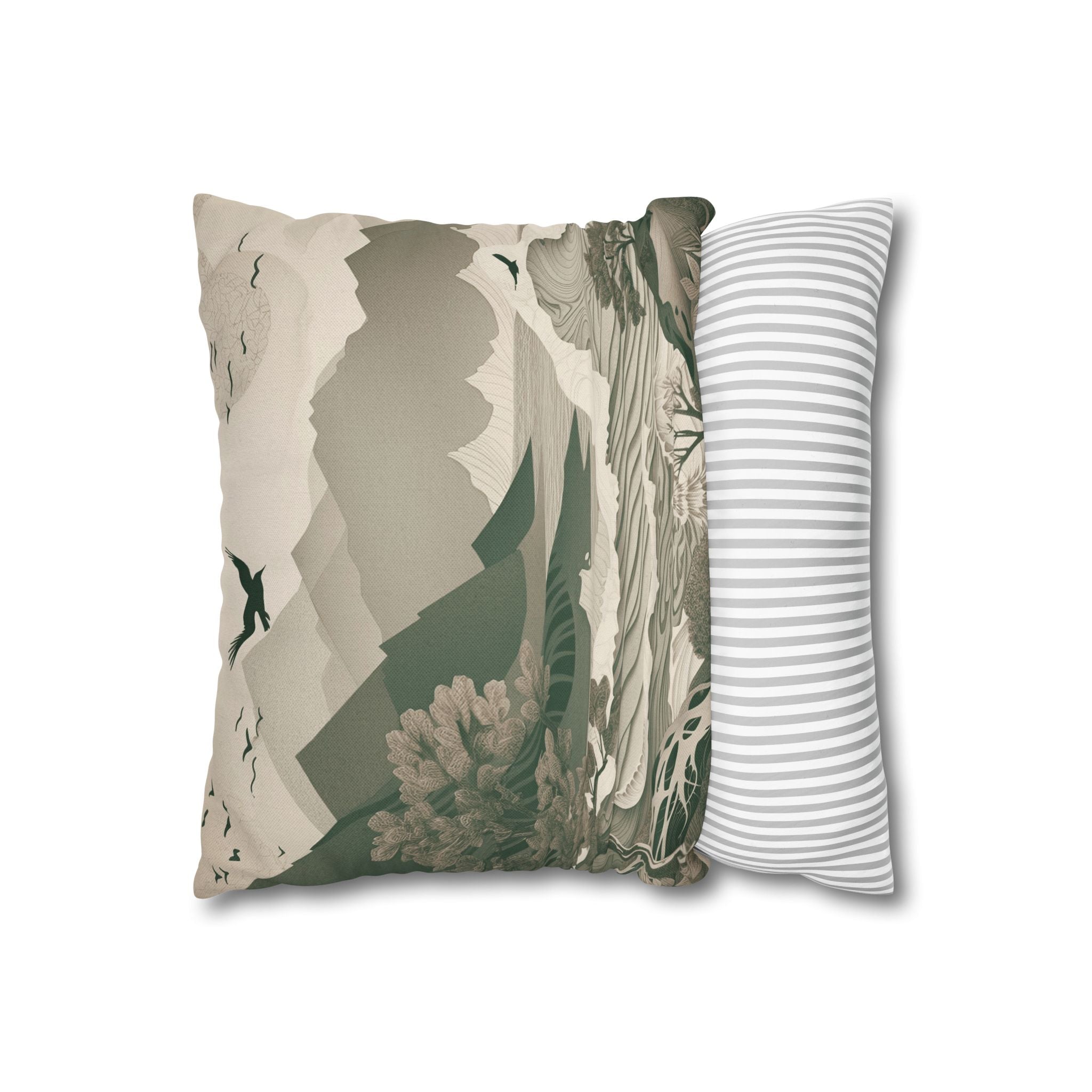 Landscape Throw Pillow Cover, Nature Modern Organic Decor Cushion