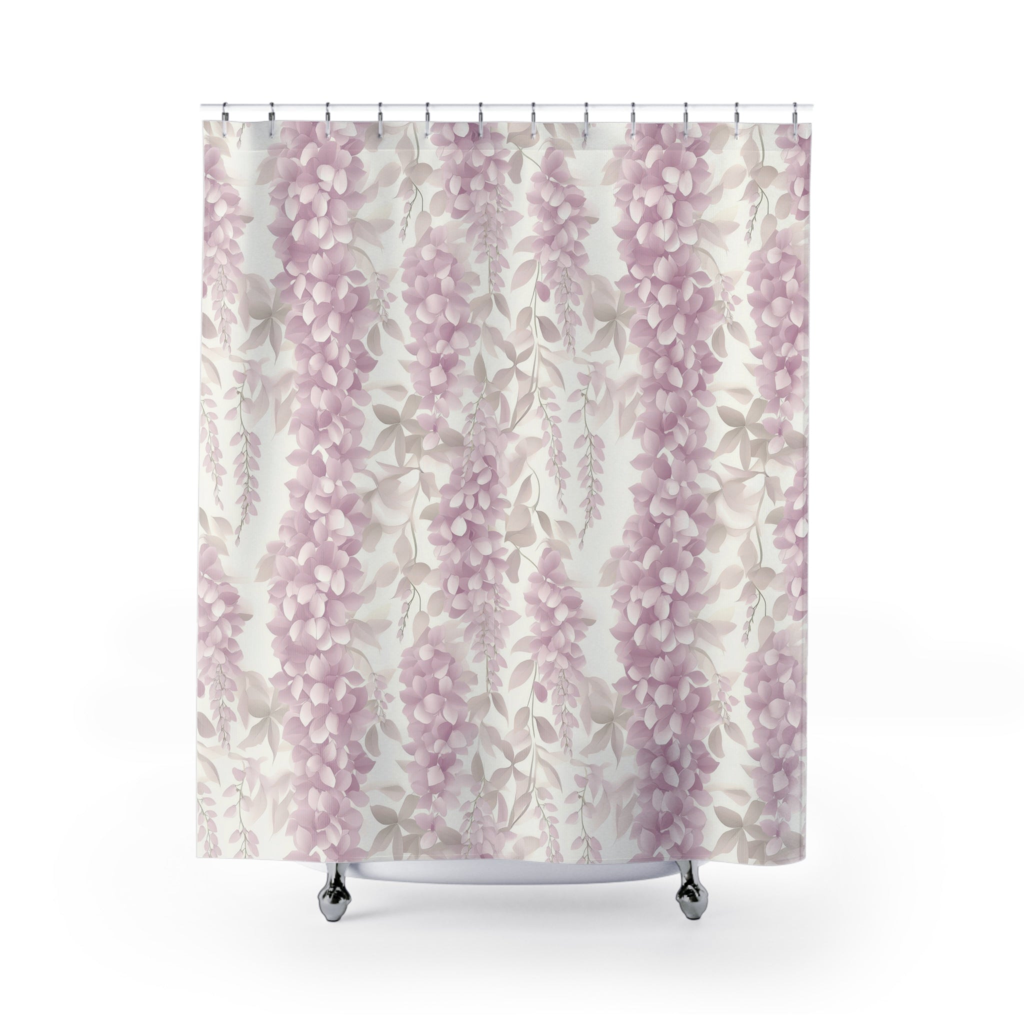 Floral Shower Curtain | Botanical Wisteria Fabric Curtain