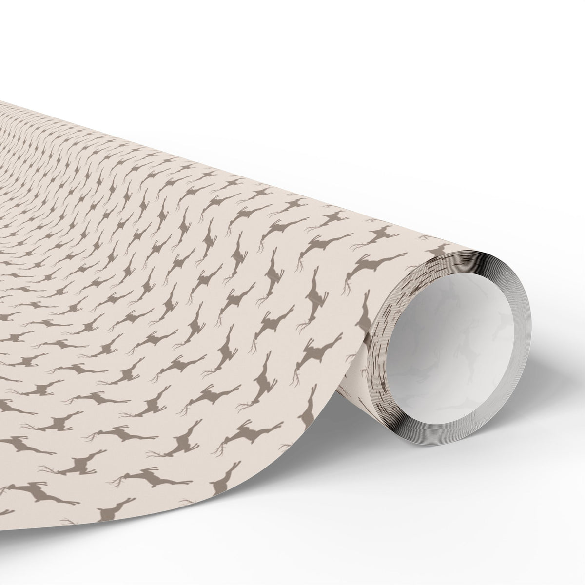 Taupe Leaping Reindeer Christmas Wrapping Paper, Gift Wrap