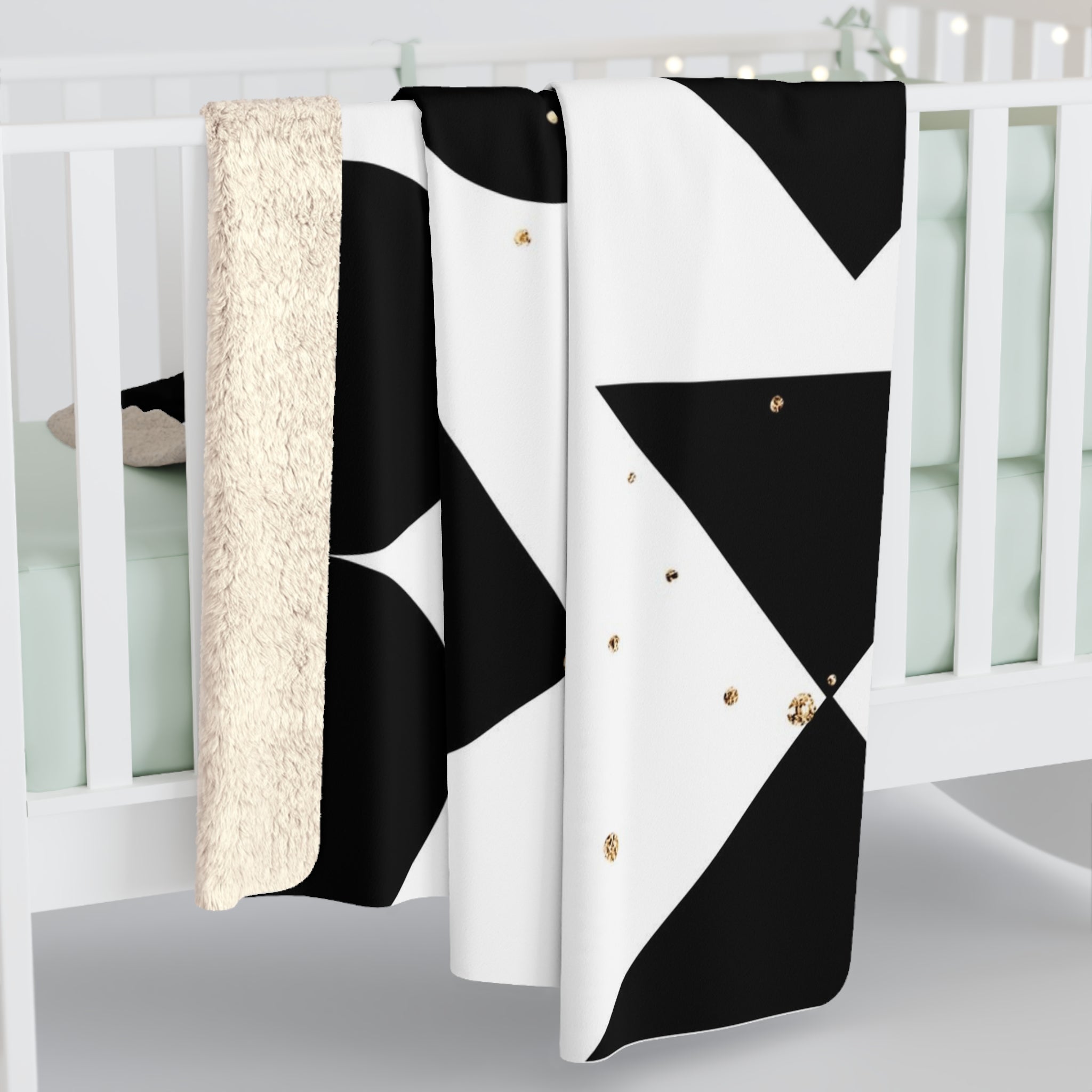 Mid Century Throw Blanket | Black White Beige, Geometric Modern Art