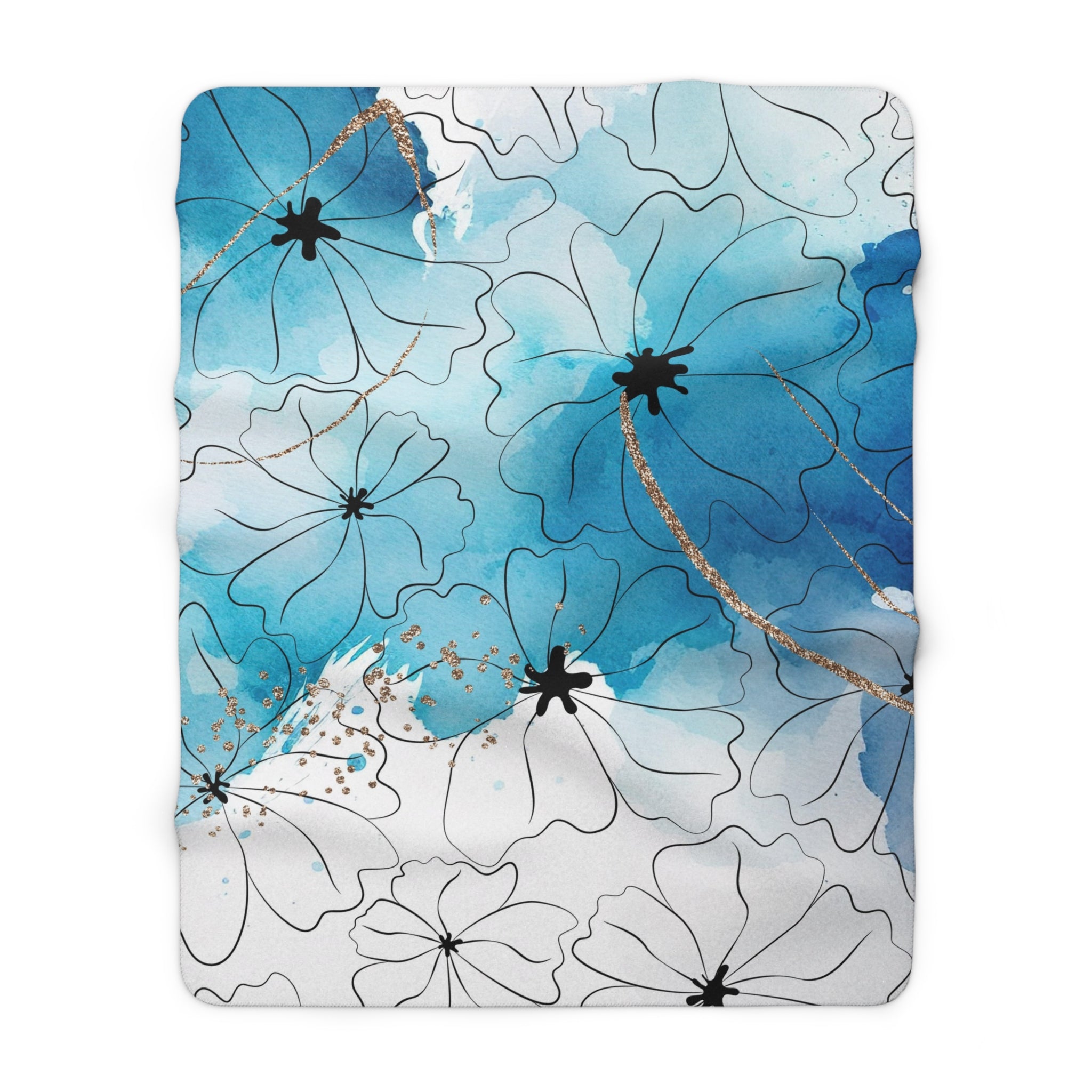 Abstract Throw Blanket | Teal Blue Ombre White Black