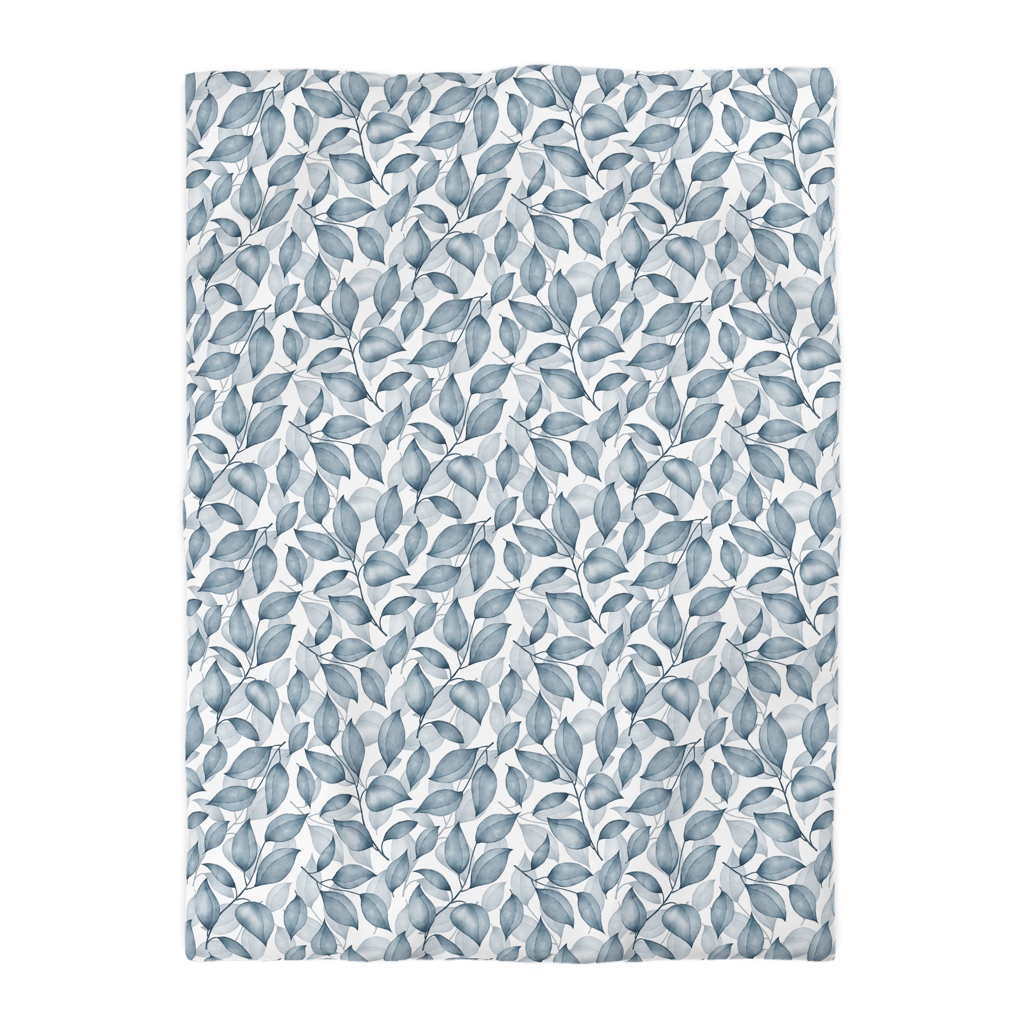 Floral Cotton Duvet, Pillow Cover | Blue White Leaves Bedroom Decor