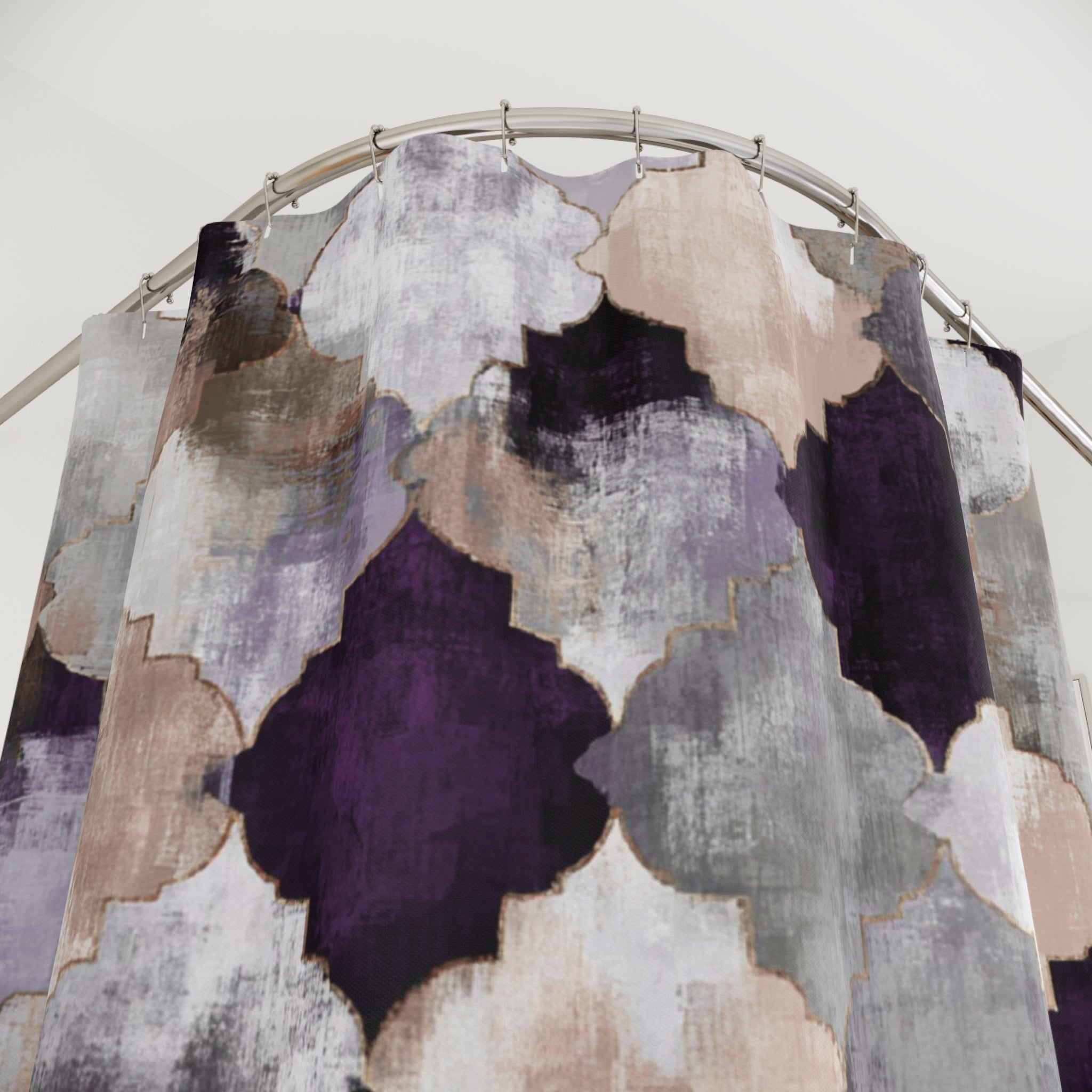 Rustic Moroccan Shower Curtain | Purple Grey Bathroom Decor
