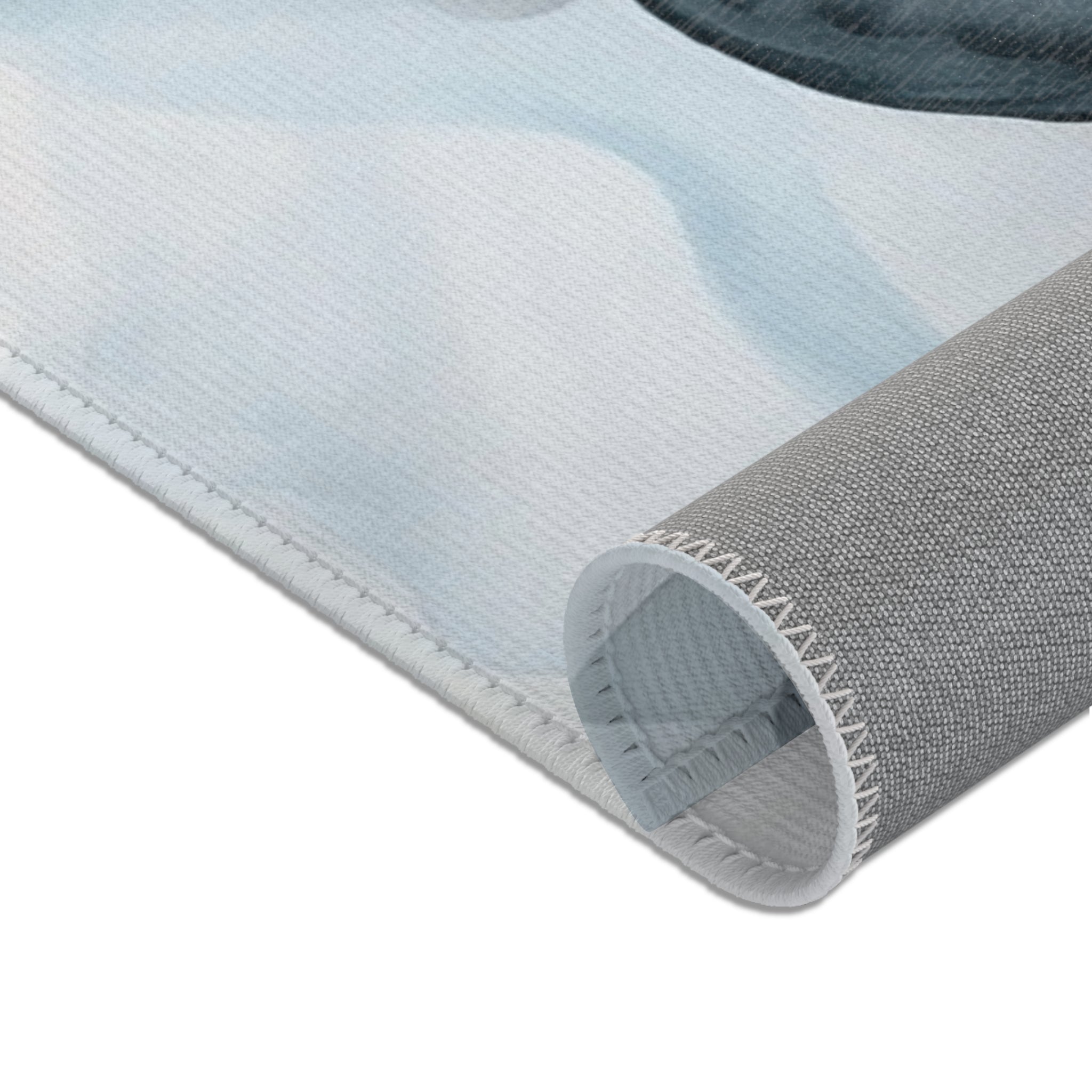 Abstract Large Area Rug | Modern Ombre Blue Floral Watercolor Rug