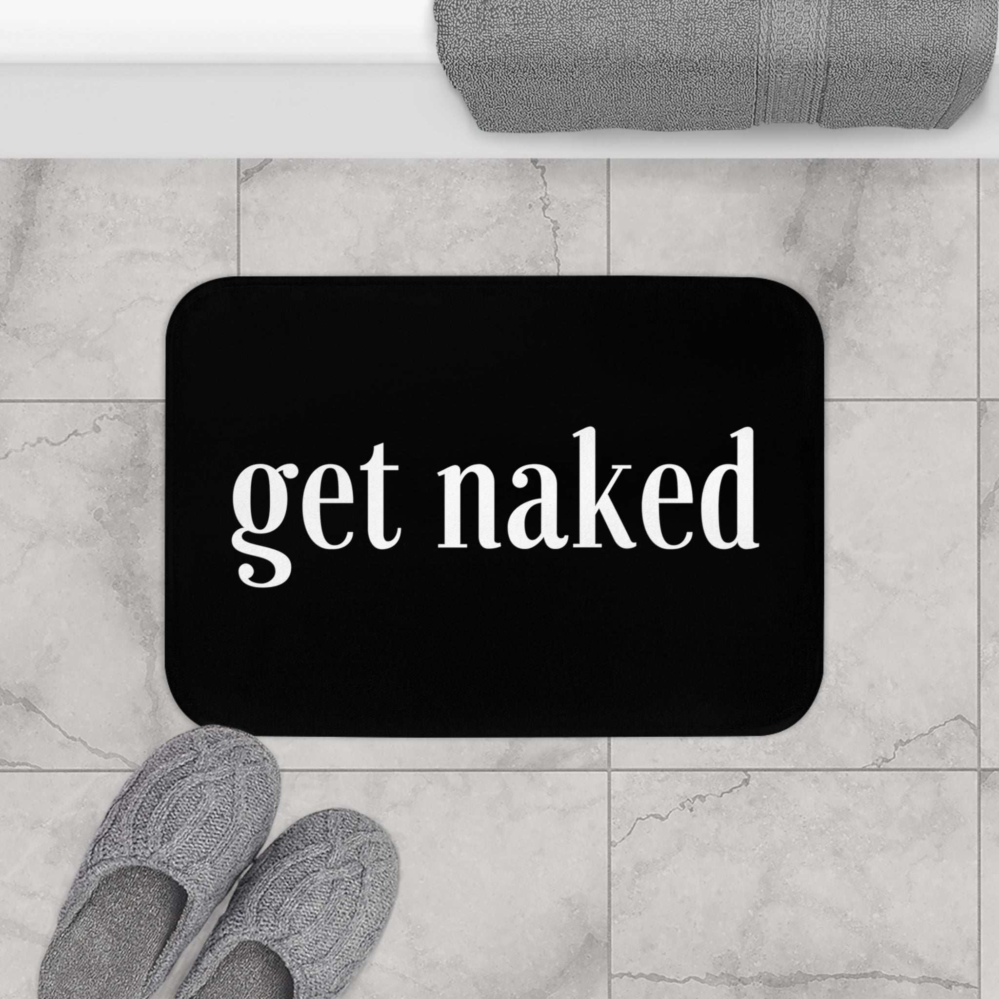 Black Get Naked Bath Mat | Cute Bath Rug