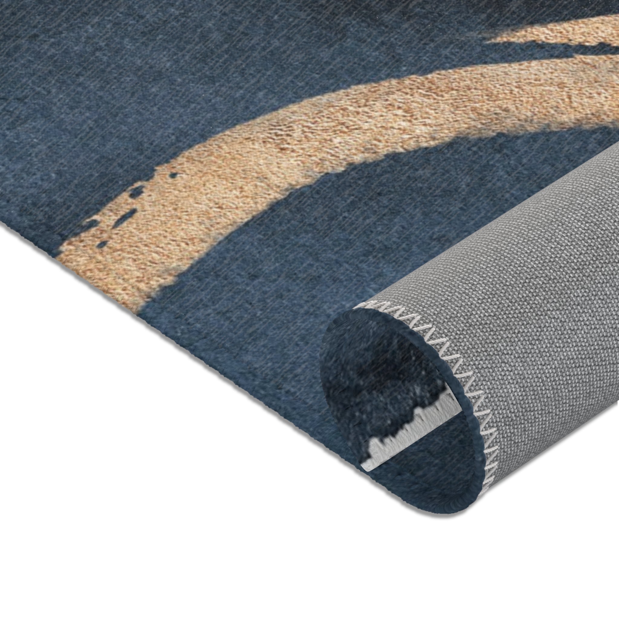 Abstract Area Rug | Navy Blue, Burnt Orange, Beige Watercolor