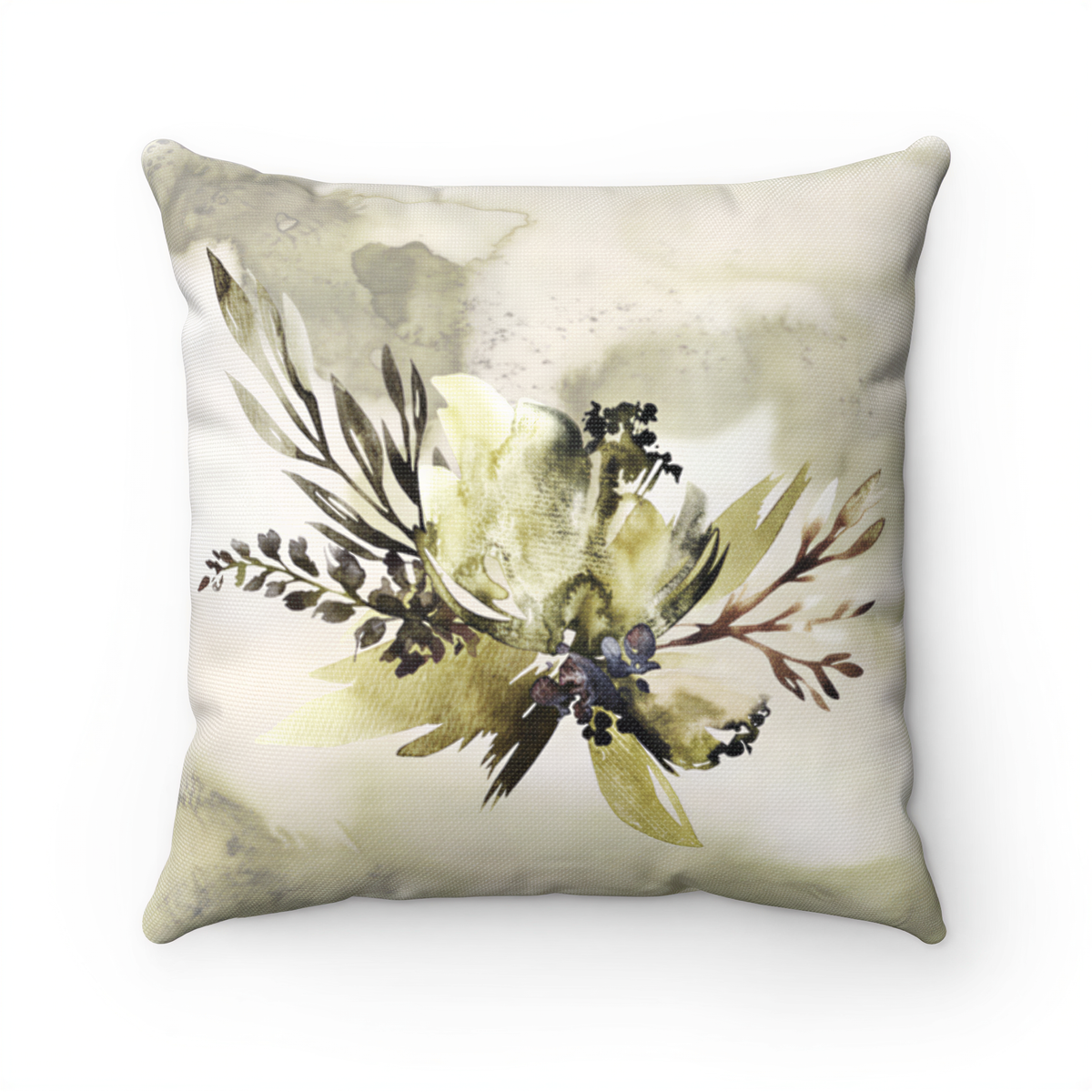 Boho Pillow Cover Green Brown Leaves styled on a sofa