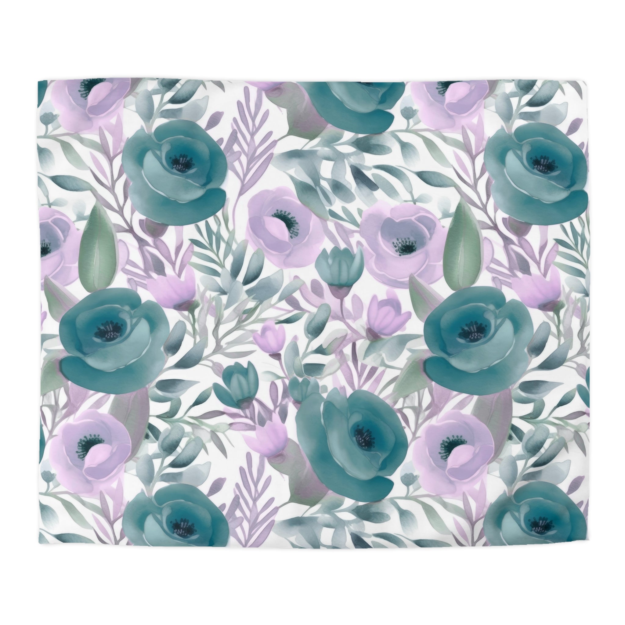 Abstract Floral Duvet, Pillow Cover | Lavender Teal Green Bedroom Decor