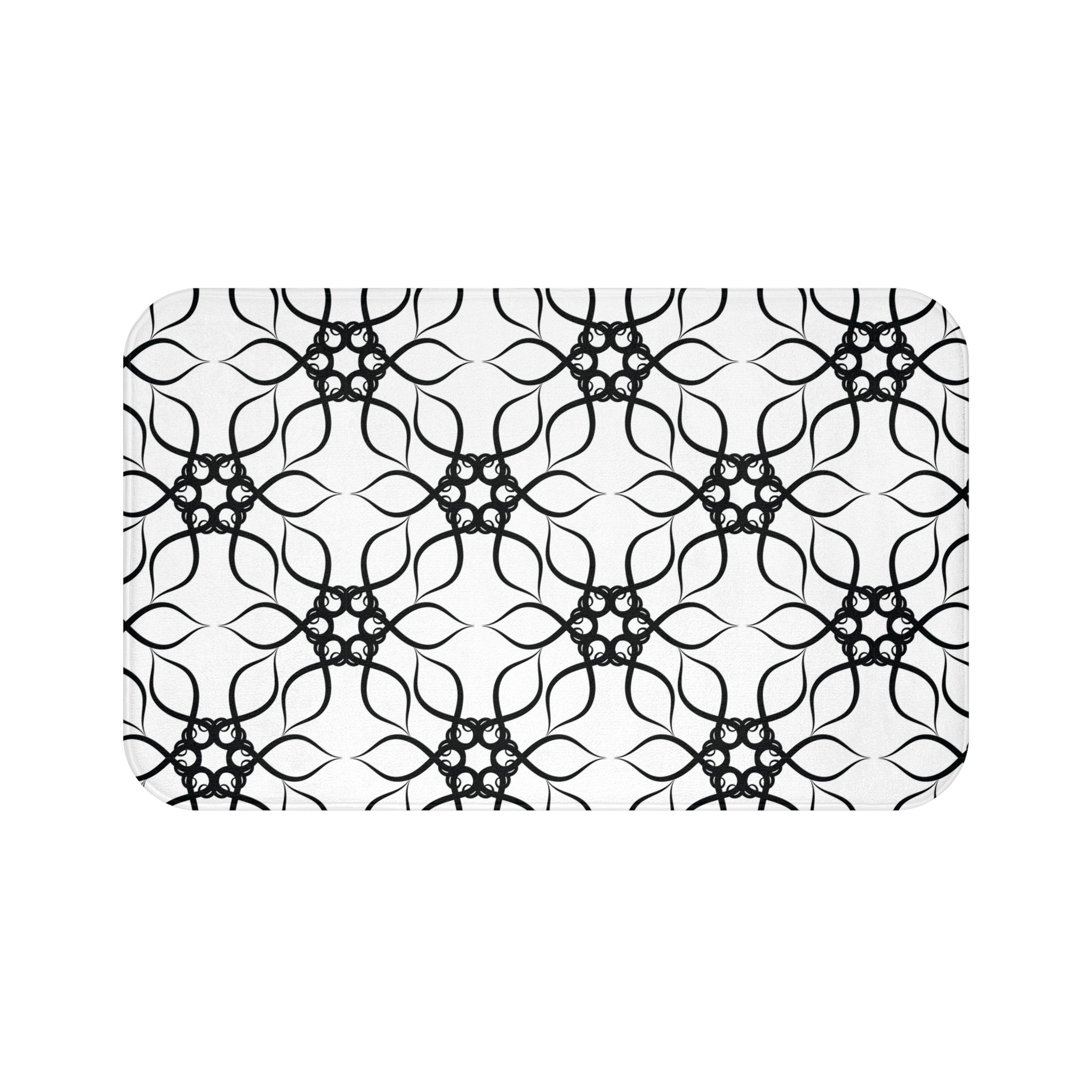 Art Deco Bath Mat | Line Art Black White Kitchen Mat