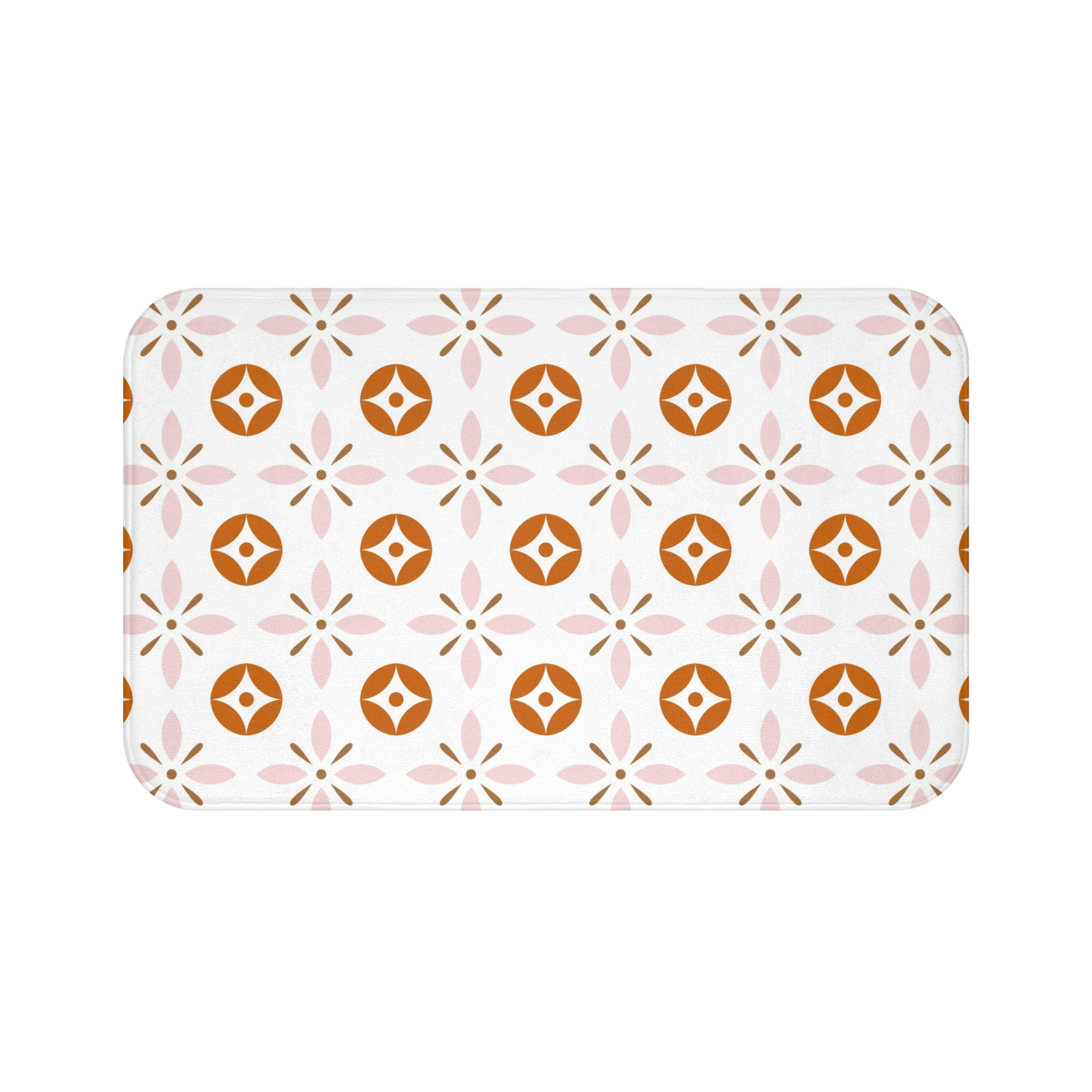 Retro Bath, Kitchen Mat | Vintage Art Deco, Nouveau Pink, Orange White