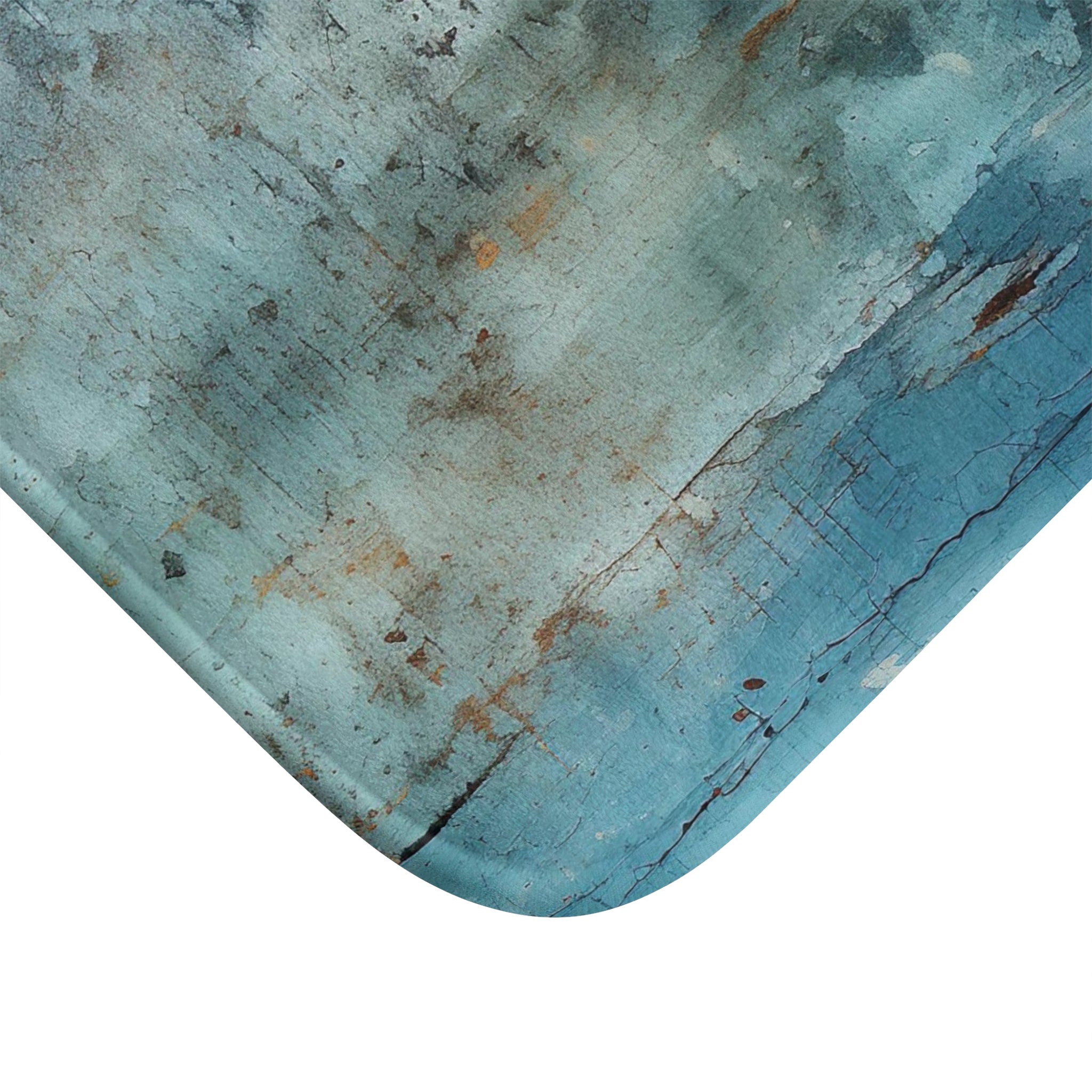 Rustic Bath Mat | Blue Faded Wooden Print