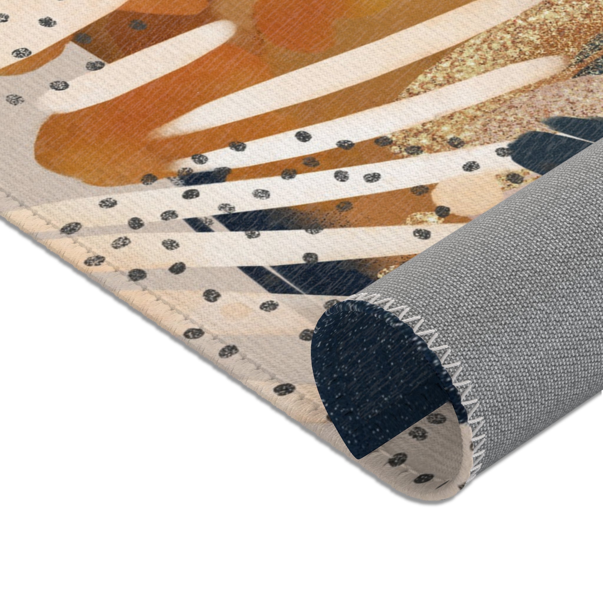 Abstract Area Rug | Watercolor Burnt Orange Blush Navy Blue