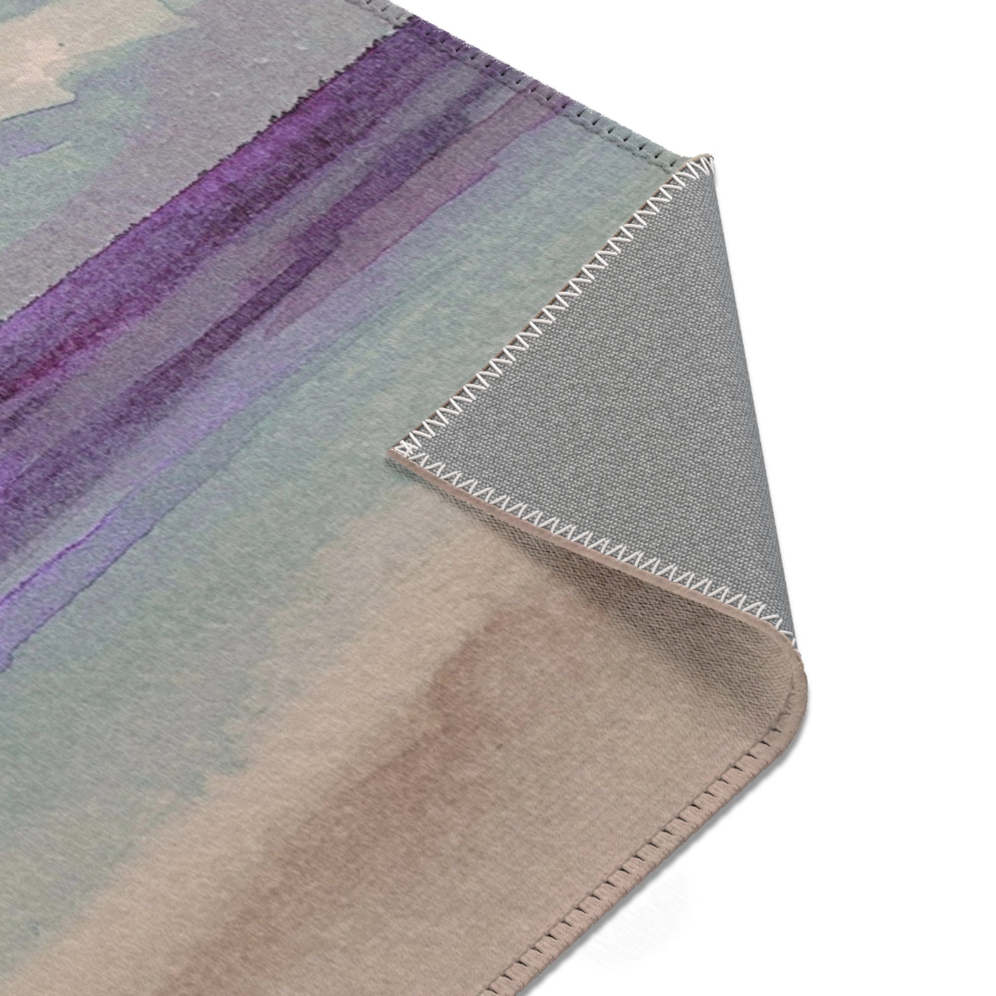 Abstract Area Rug | Beige Blue Purple Sky