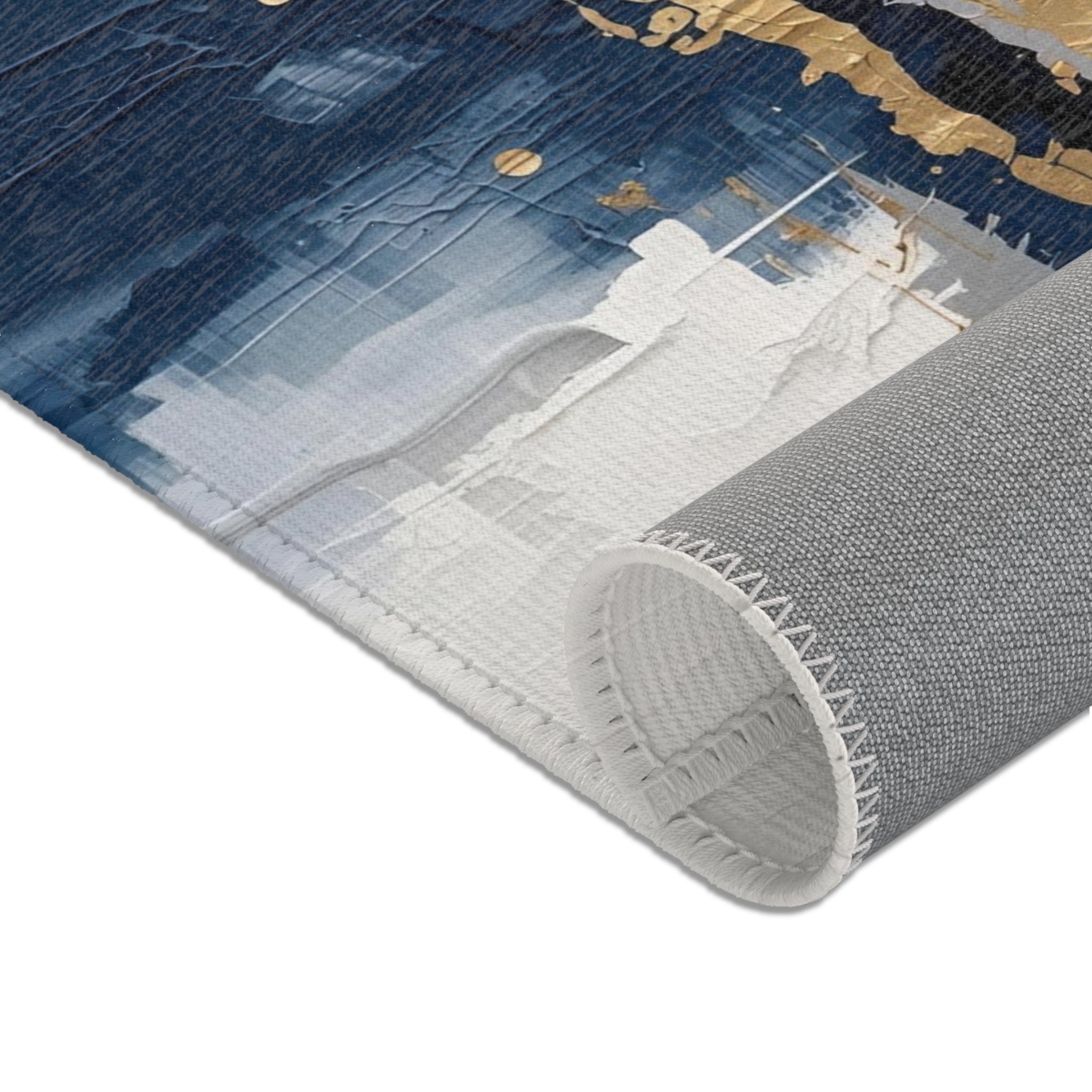 Abstract Area Rug | Blue Grey White, Beige Watercolor