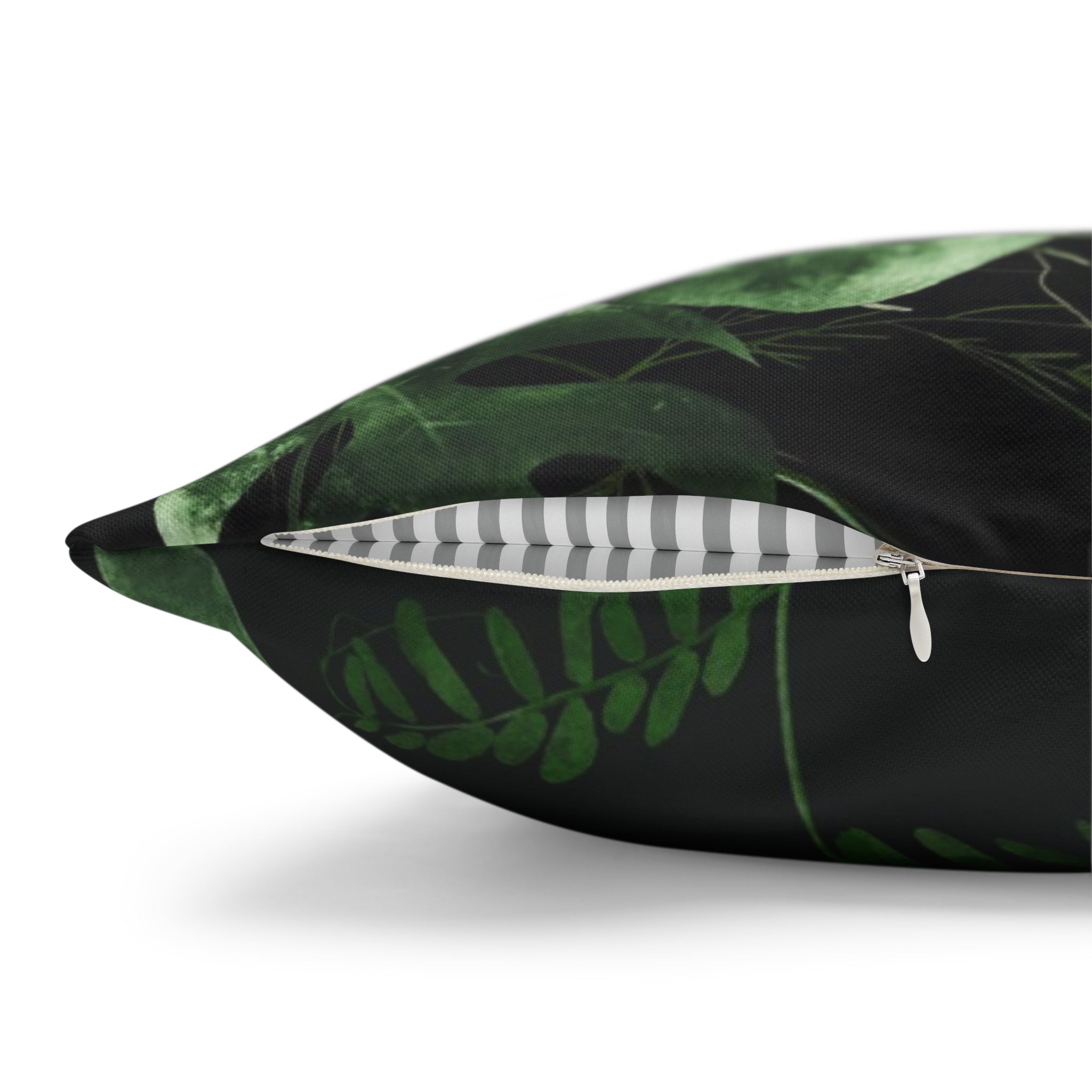 Black Floral Pillow Cover | Beige Sage Green Leaves