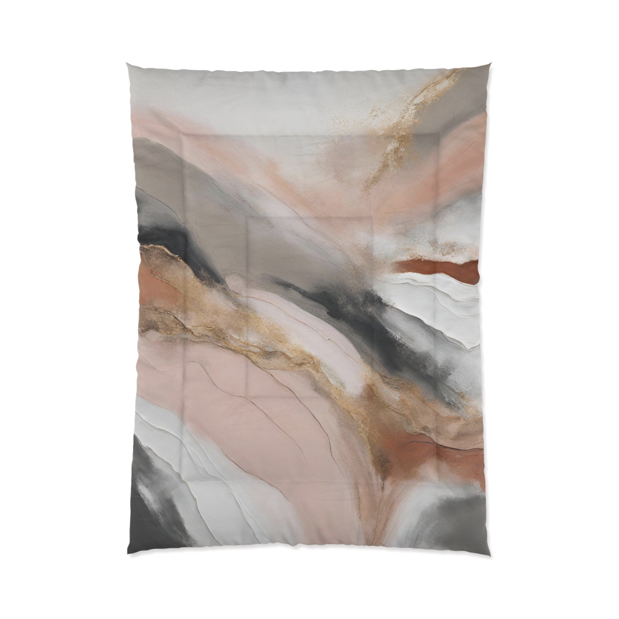 Abstract Ombre Comforter | Blush Pink, Grey, Rust, Taupe White