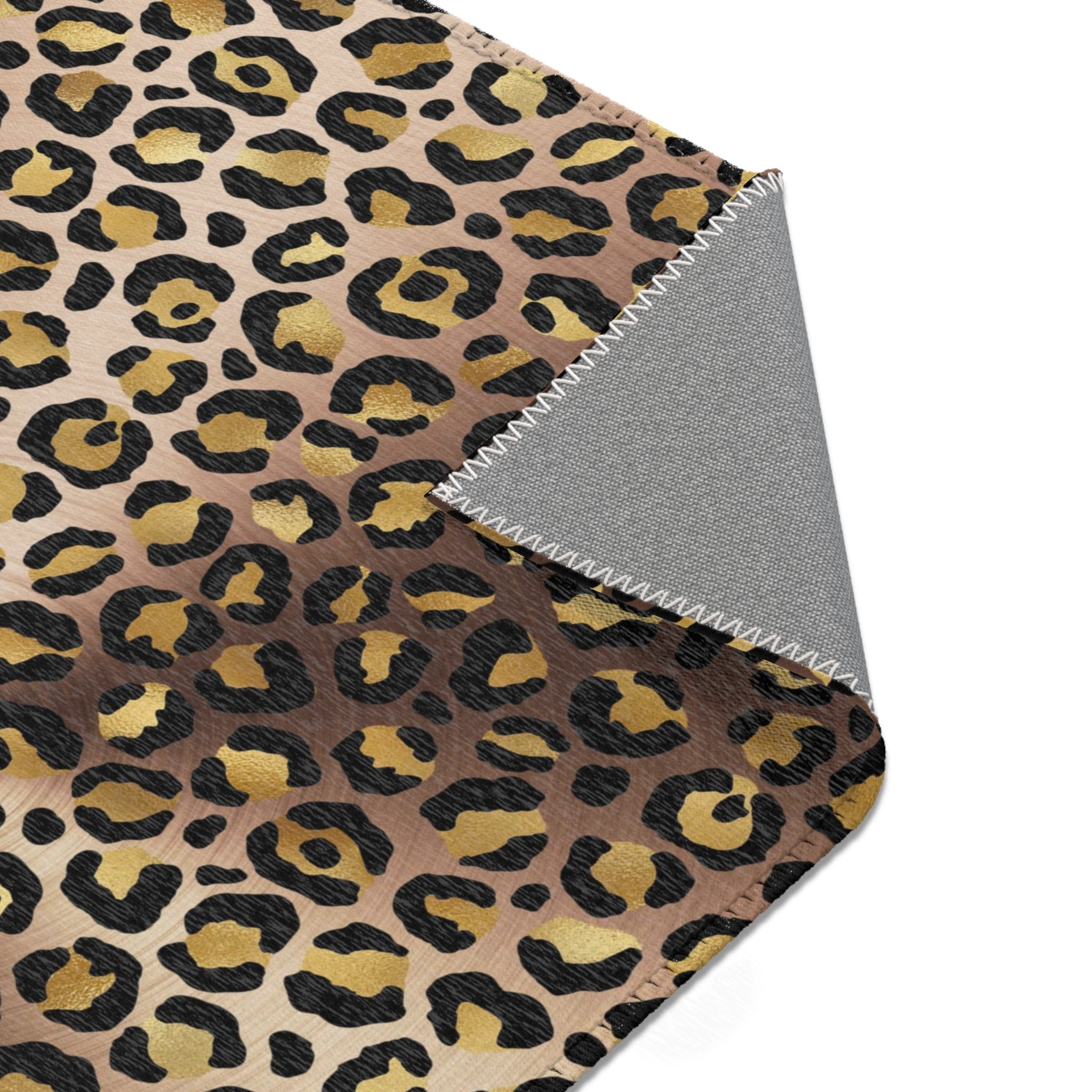 Beige Leopard Large Area Rug | Gold Brown, Black Animal Print