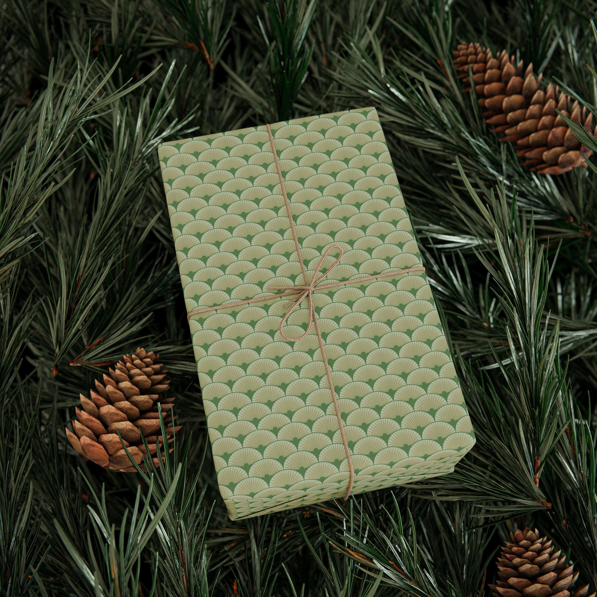 Art Deco Wrapping Papers, Green White for the Holidays, Birthdays