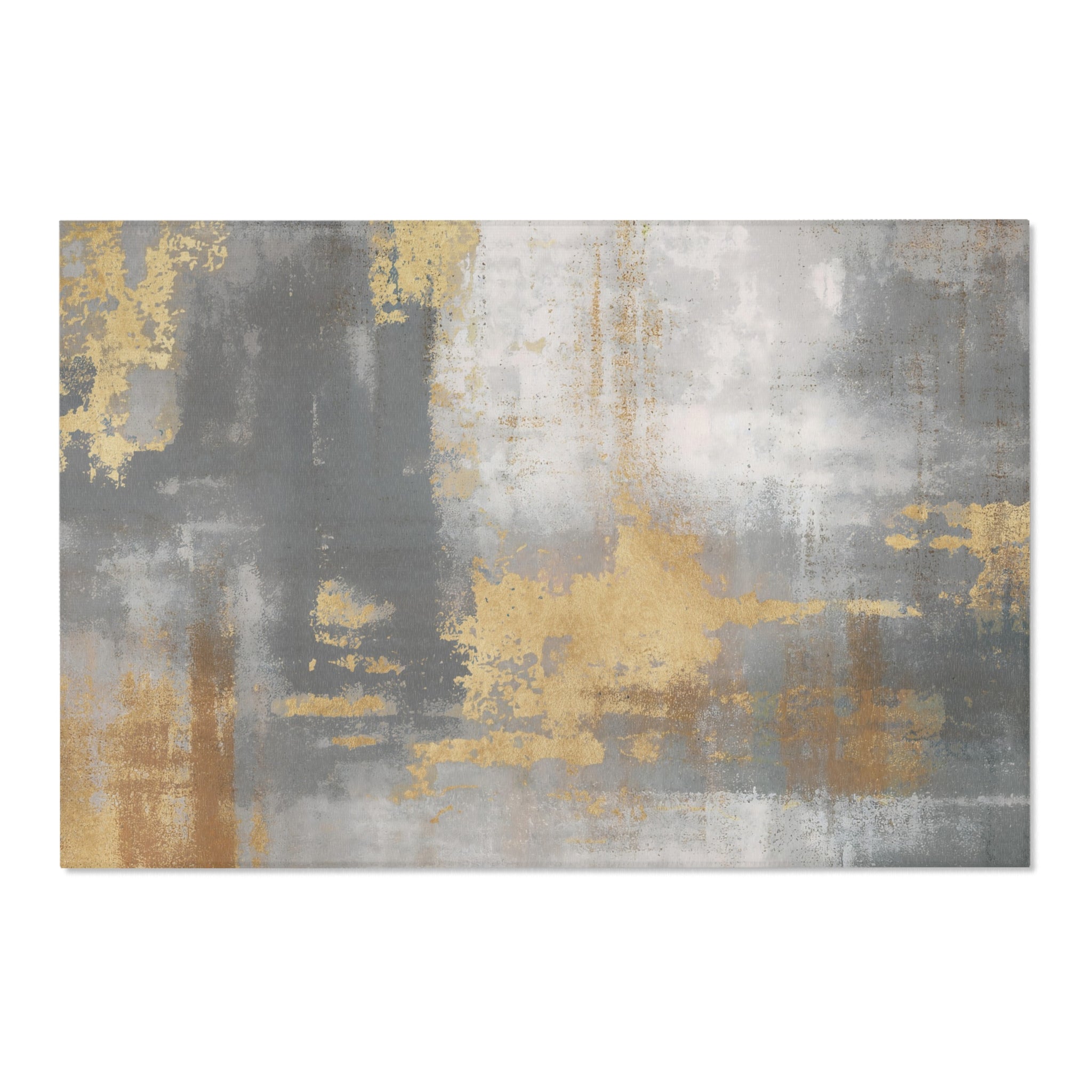 Abstract Large Area Rug | Modern Muted Gold Grey Ombre Watercolor Rug