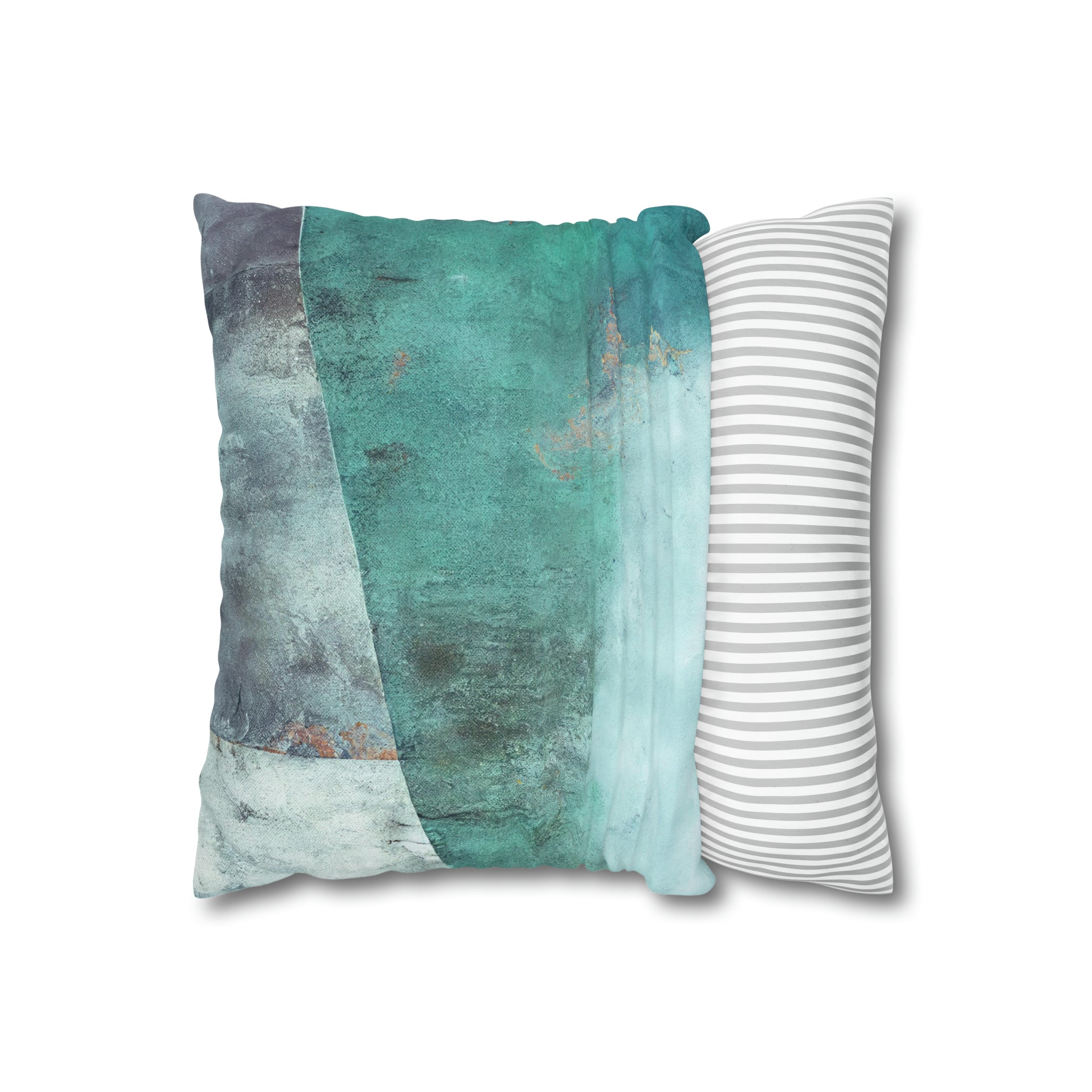Ombre Pillow Cover | Teal Mint, Green Blue, Rustic Print