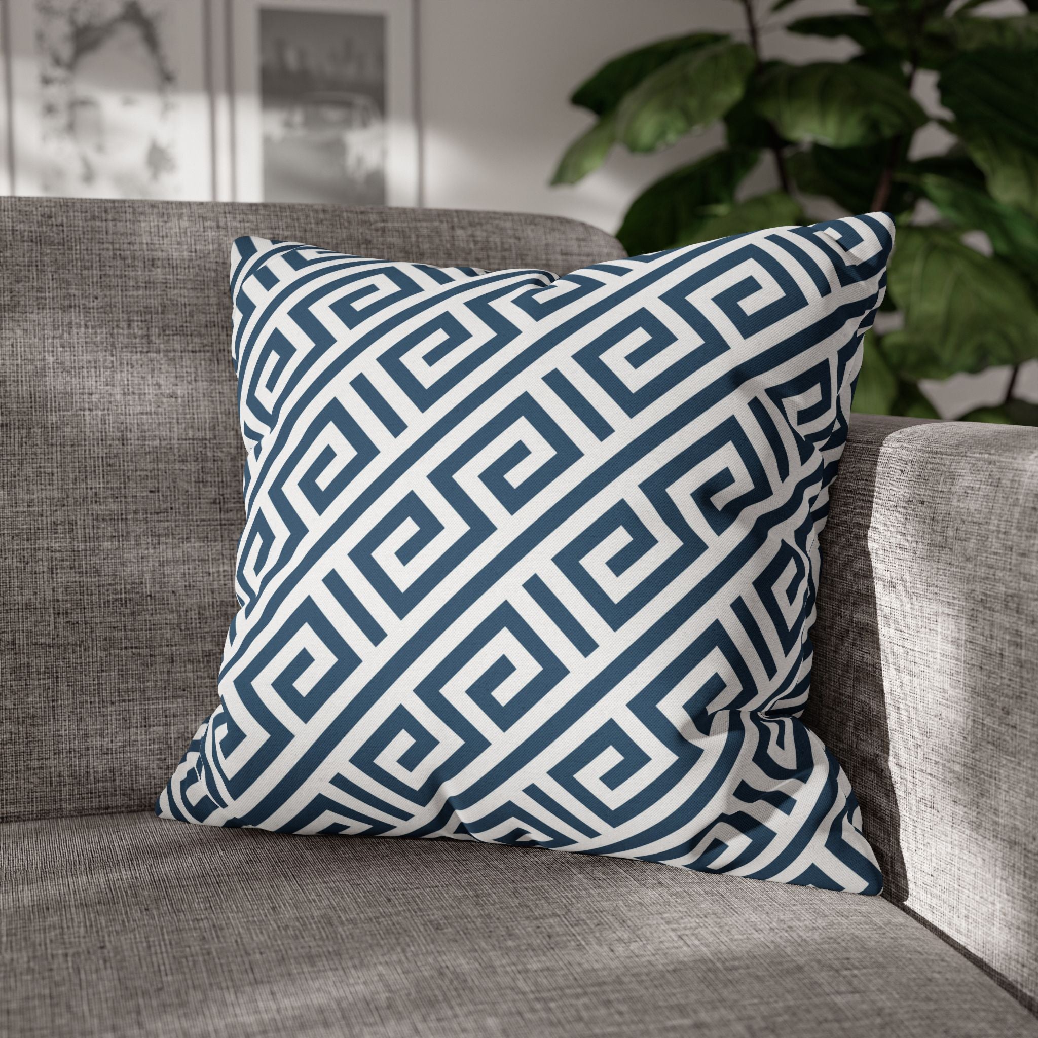 Geometric Pillow Cover | Japanese Navy Blue White Pillowcase