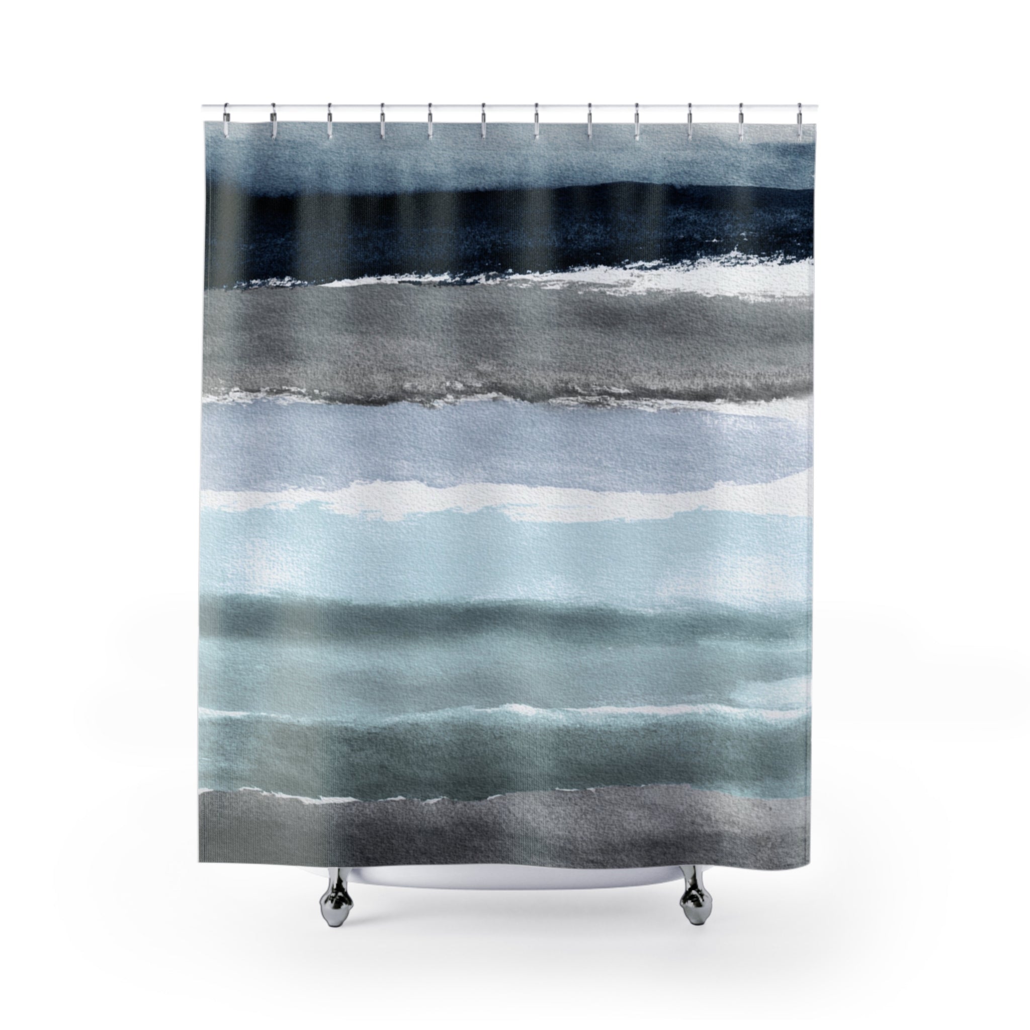 Abstract Watercolor Shower Curtain | Mint, Blue Grey Bathroom Decor