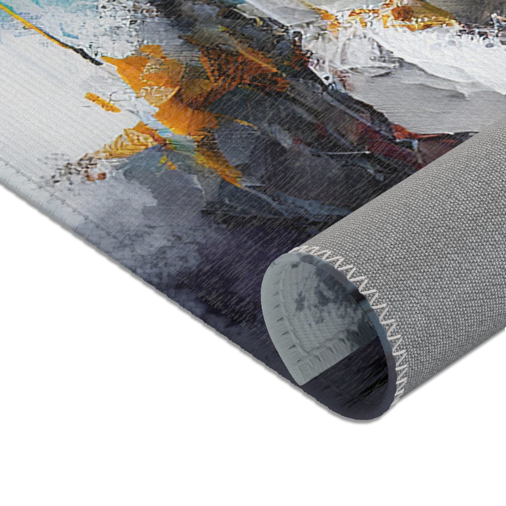 Abstract Large Area Rug | Navy White Grey