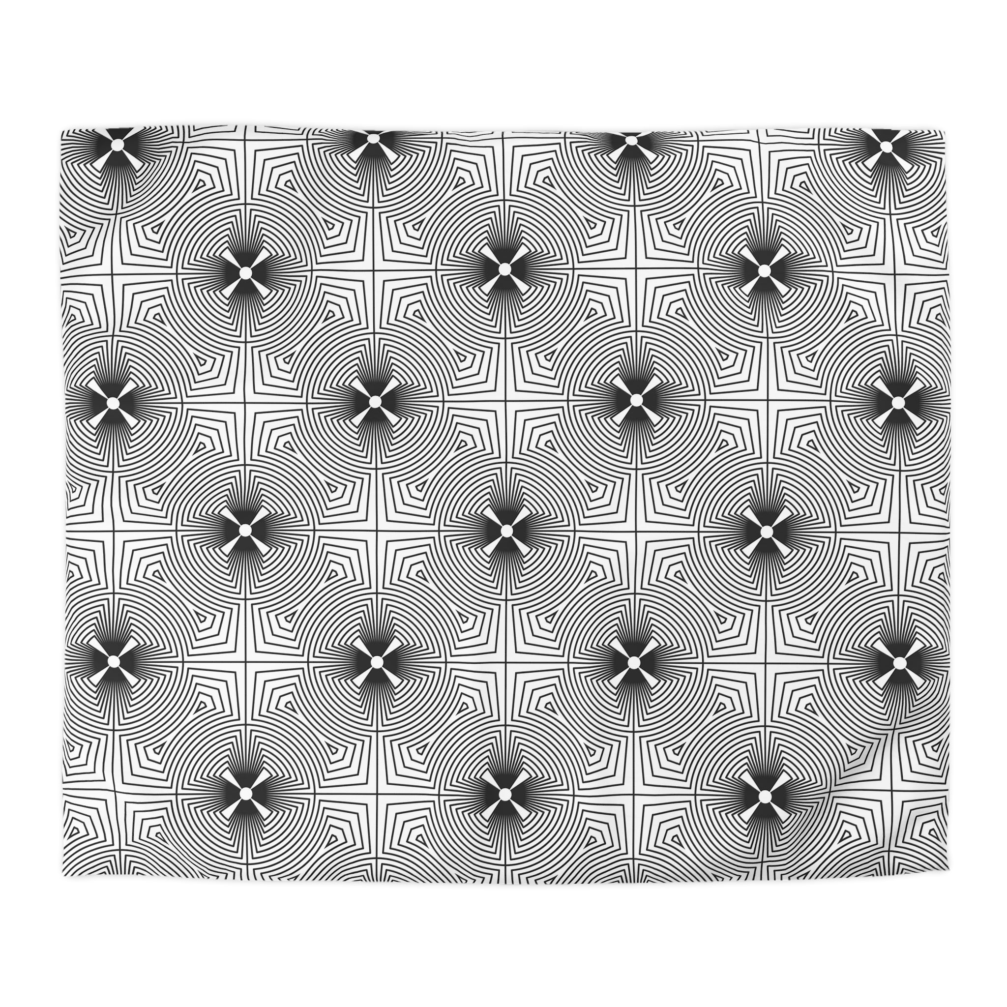 Art Deco Cotton Duvet, Pillow Cover | Black White Bedroom Decor