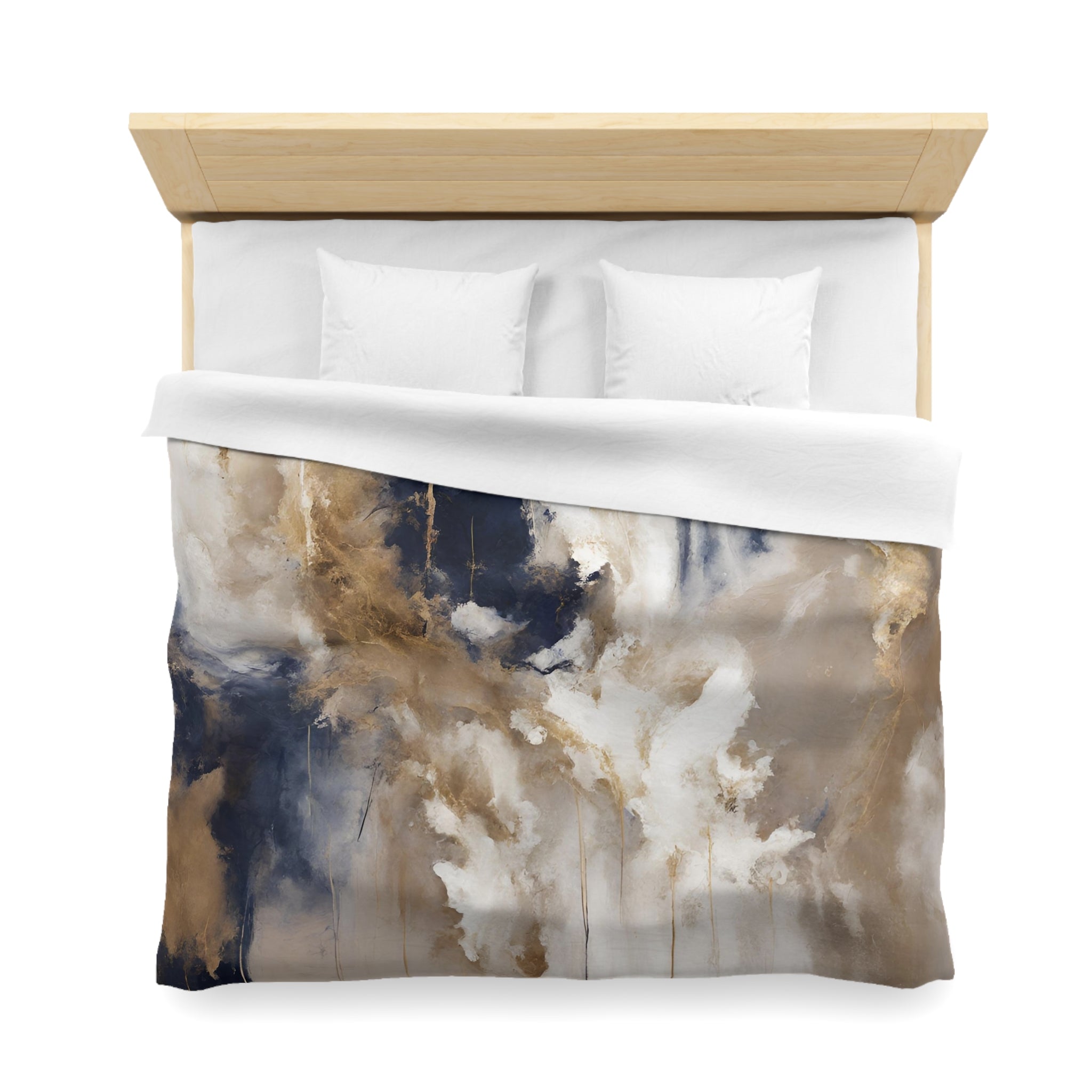 Abstract Duvet, Pillow Cover Set | Navy Blue Beige Bedroom Set