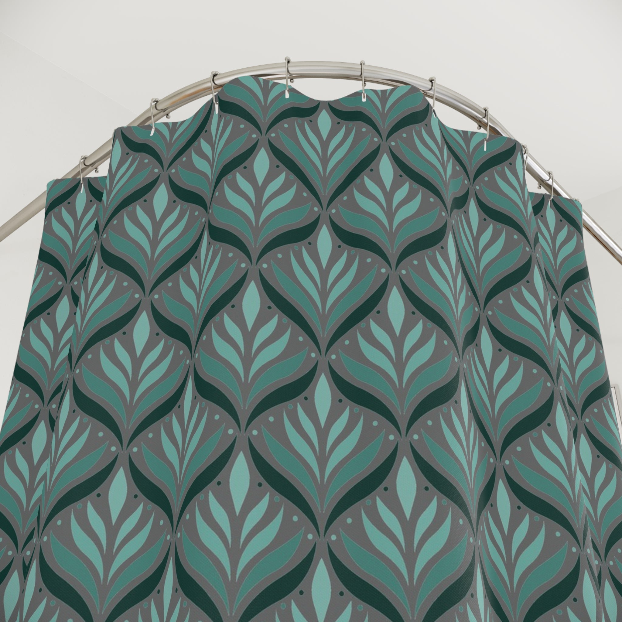 Art Deco Shower Curtain | Green Grey Art Nouveau