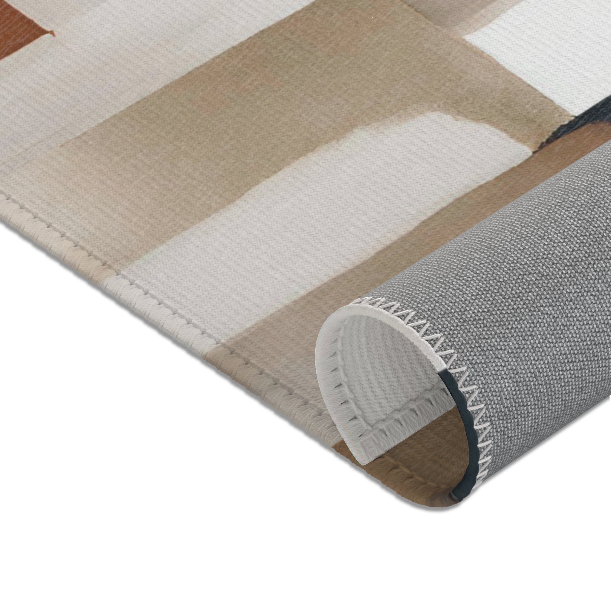 Abstract Large Area Rug | Modern Rug, White Beige, Rust
